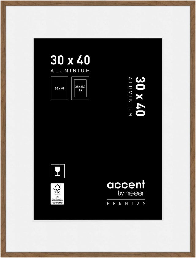 Cadre Accent premium, H.40 x l.30 cm, aluminium noyer, NIELSEN