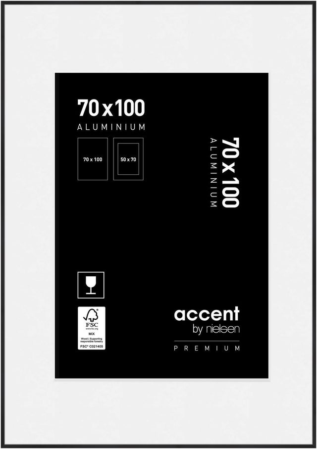 Cadre Accent premium, 70 x 100 cm, aluminium noir, NIELSEN