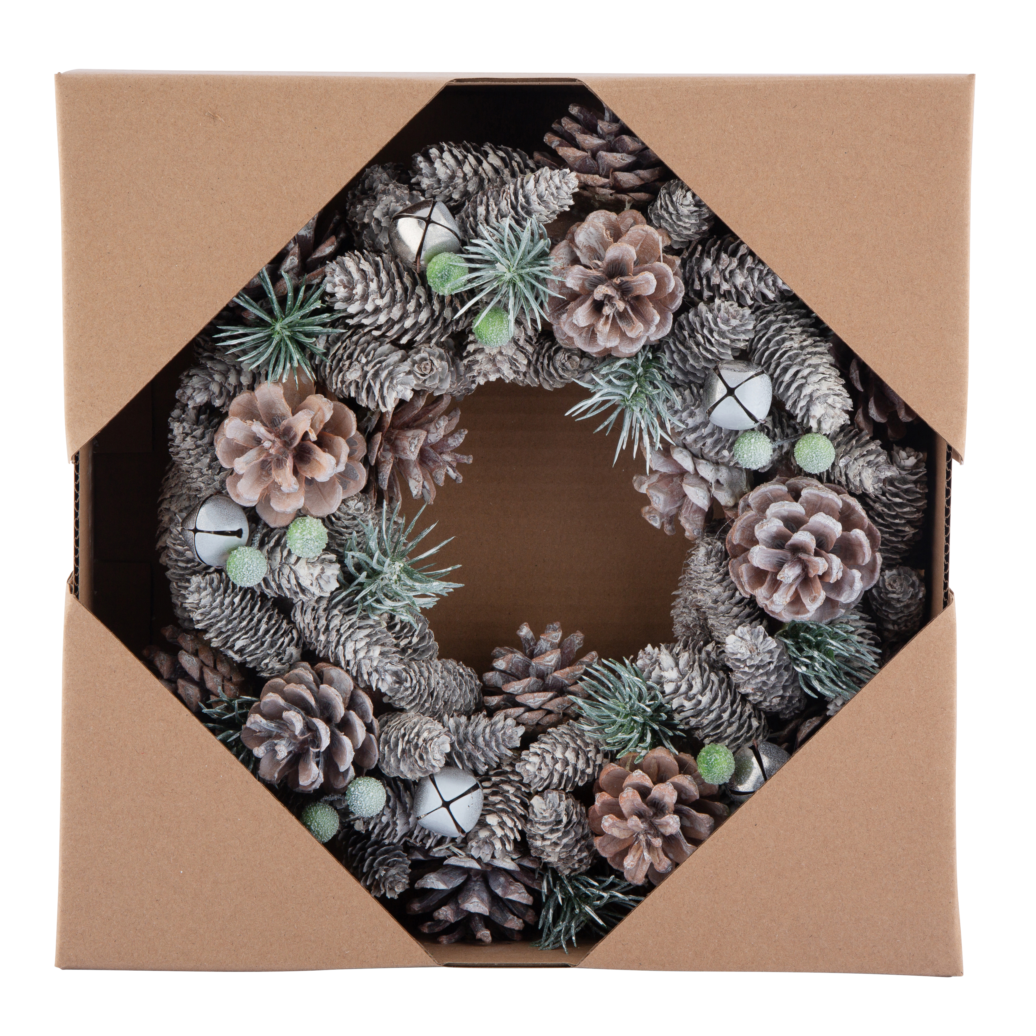 Wianek świąteczny białe szyszki śr. 30 cm - 3