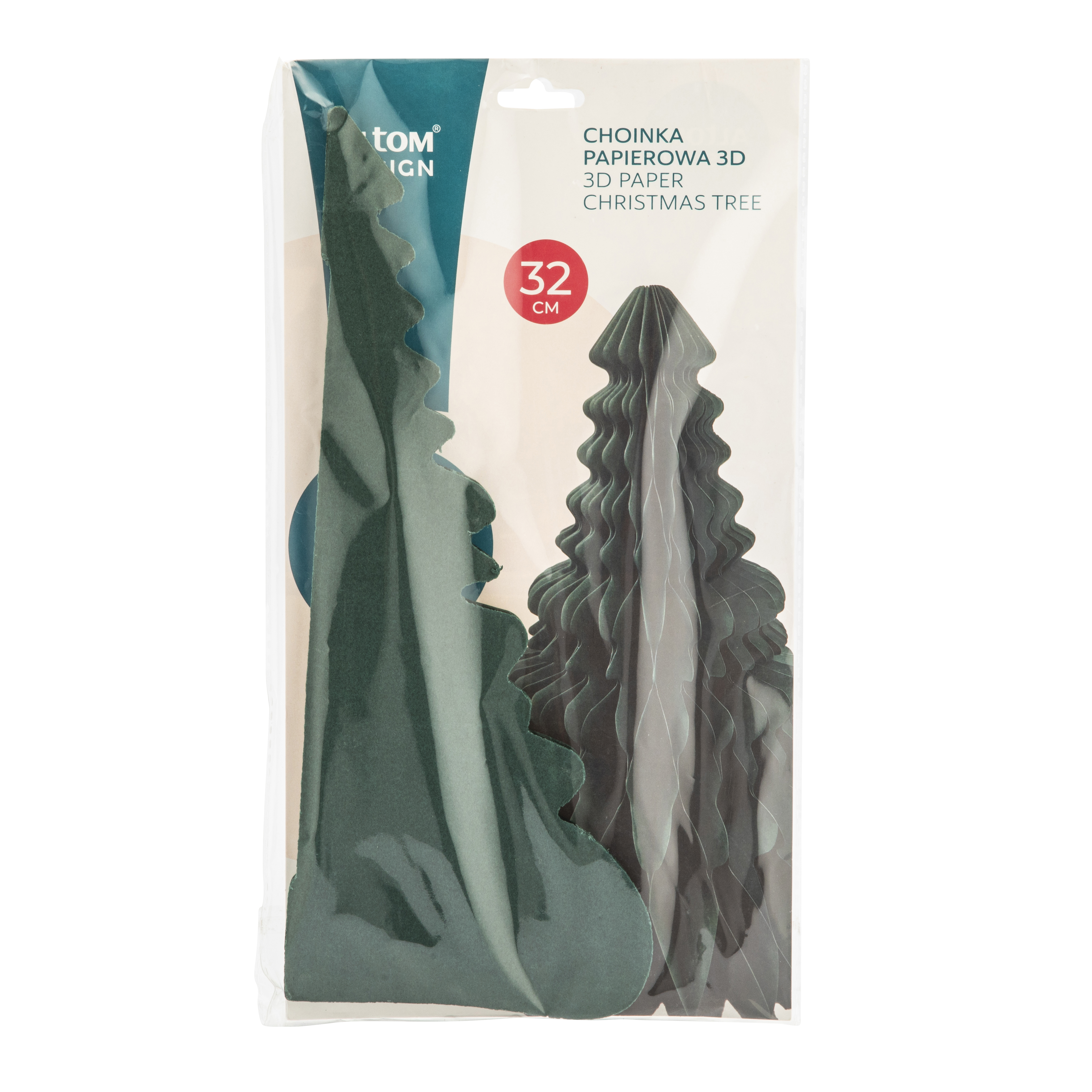 Choinka papierowa zielona 3D wys. 32 cm - 4