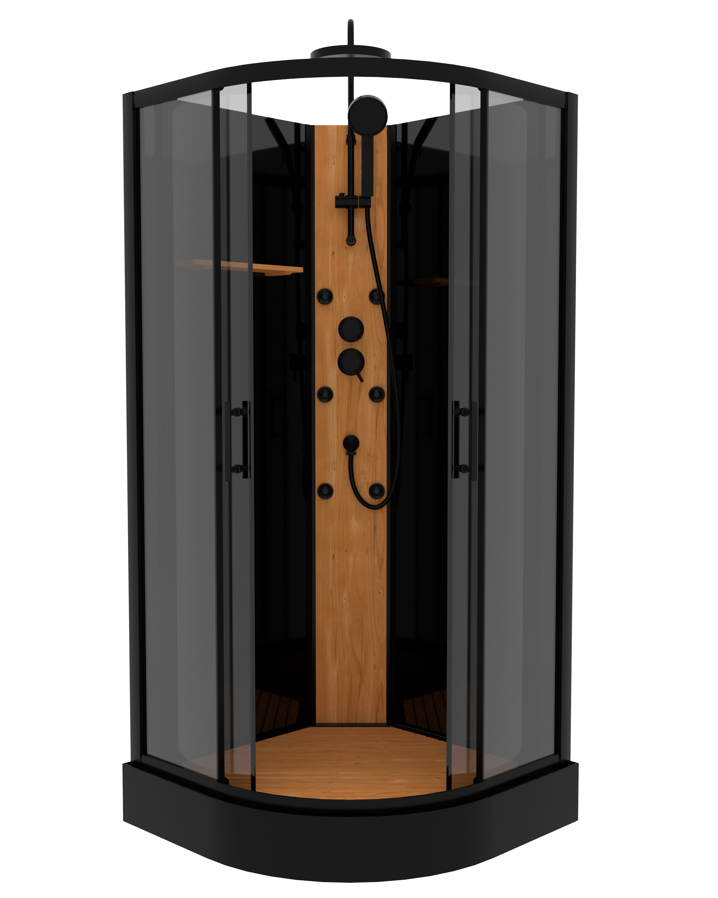 Kabina z hydromasażem WOOD 90x90x225 cm czarny mat SAVANA