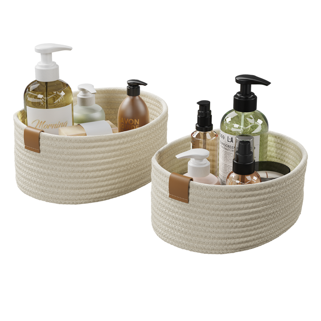 Set di 2 pezzi, Cesta in poliestere SENSEA beige P 27.0 x L 20.0 x H 11.5 cm
