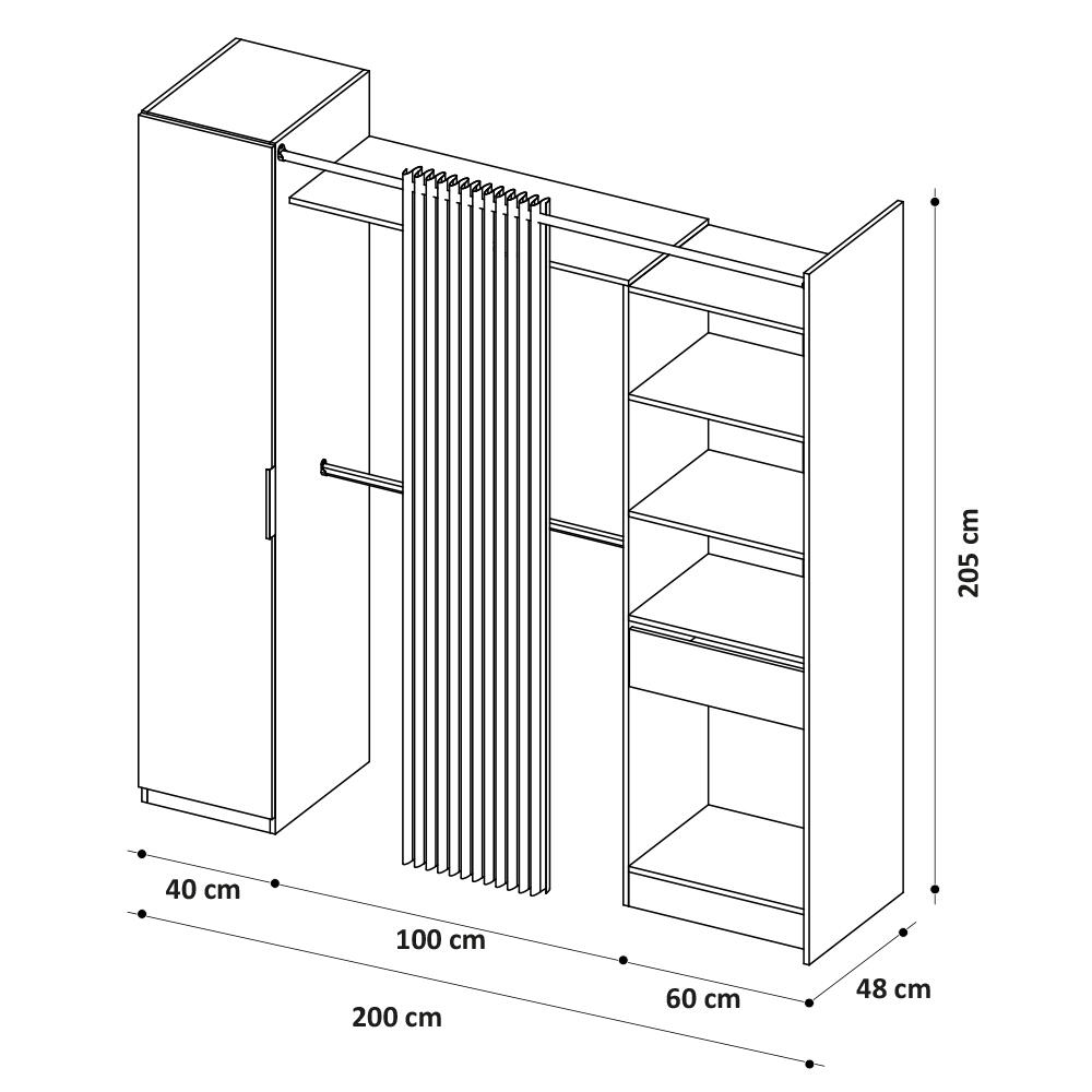 Kit dressing extensible Torino effet chêne H.205 x L.140/200 x P.50 cm - 3
