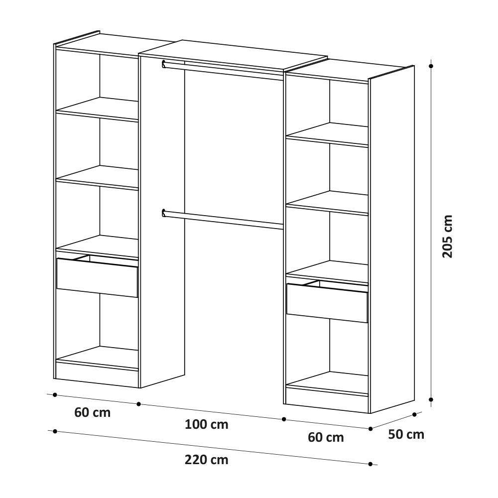 Kit dressing extensible Astra blanc H.205 x L.163/220 x P.50 cm - 3