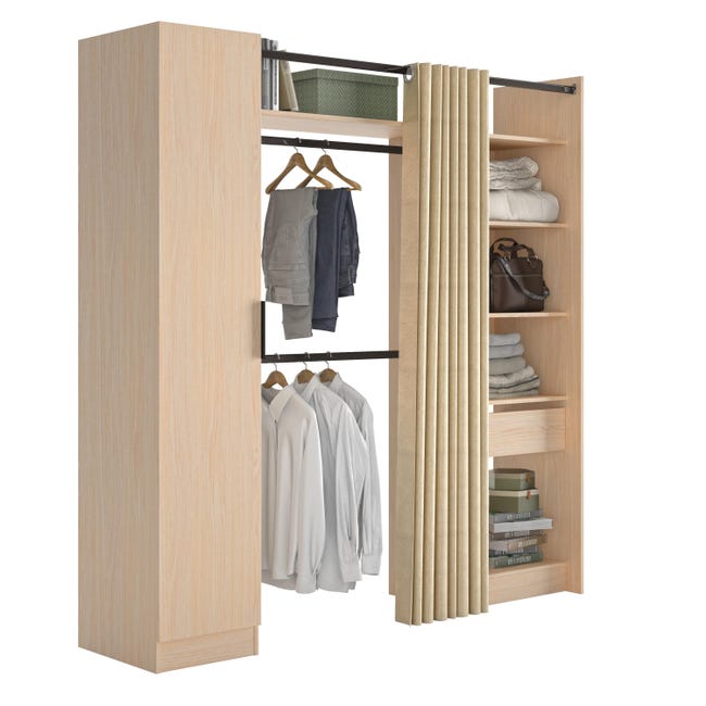 Dressing Extensible Kit dressing extensible Torino effet chêne H.205 x L.140/200 x P.50 cm ...
