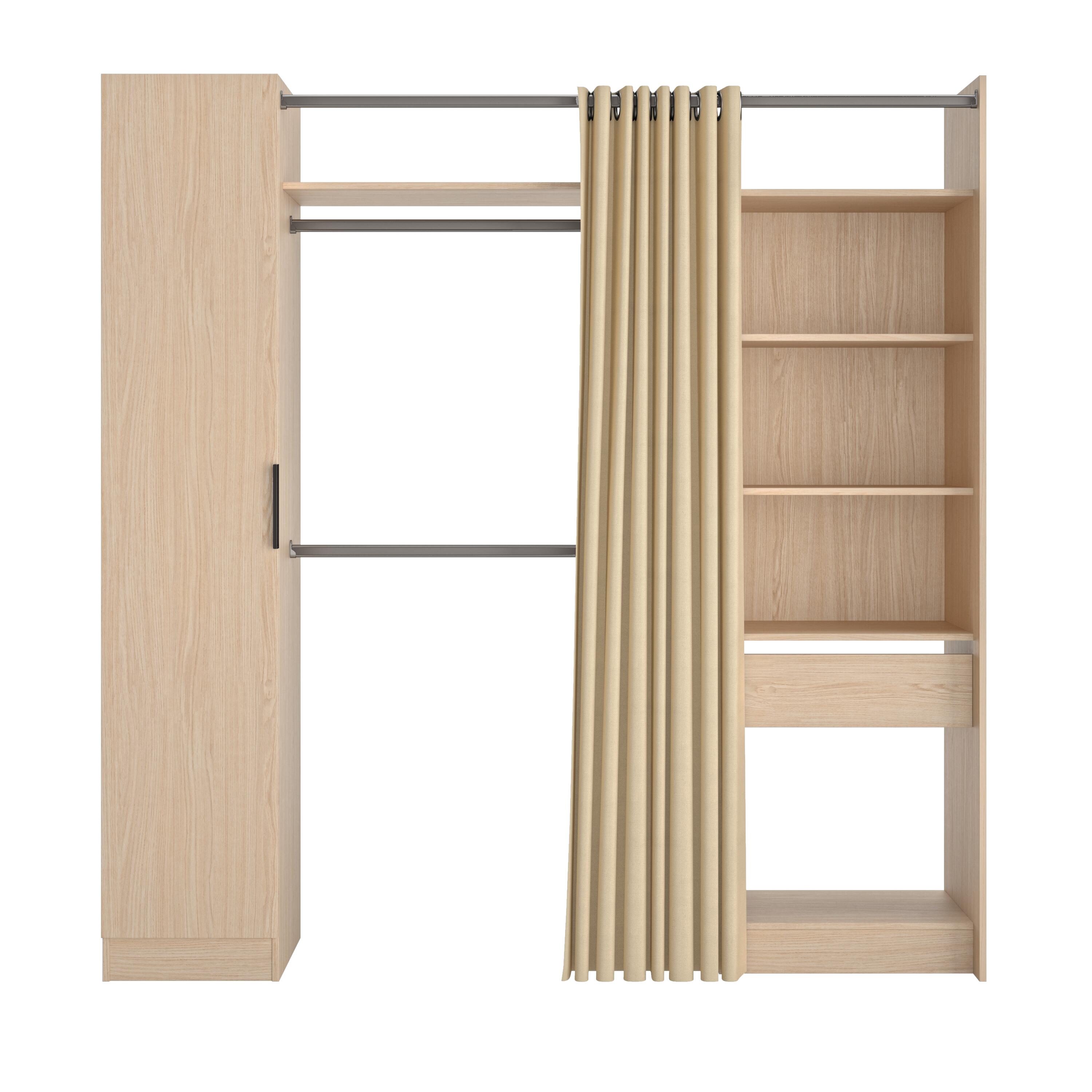 Kit dressing extensible Torino effet chêne H.205 x L.140/200 x P.50 cm - 4