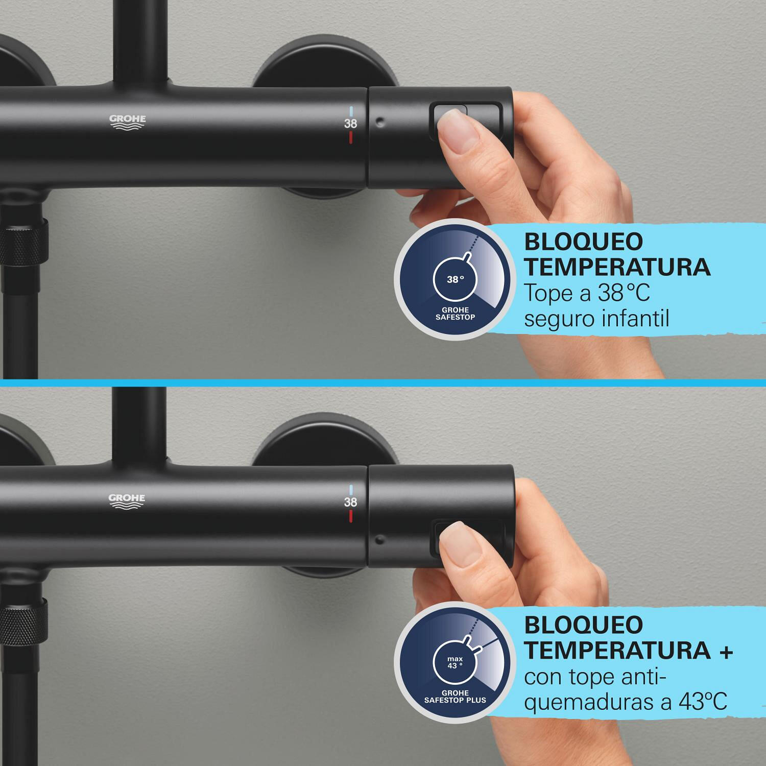 Grifo de bañera termostático GROHE Start Negro Mate negro mate Antical Latón - 10