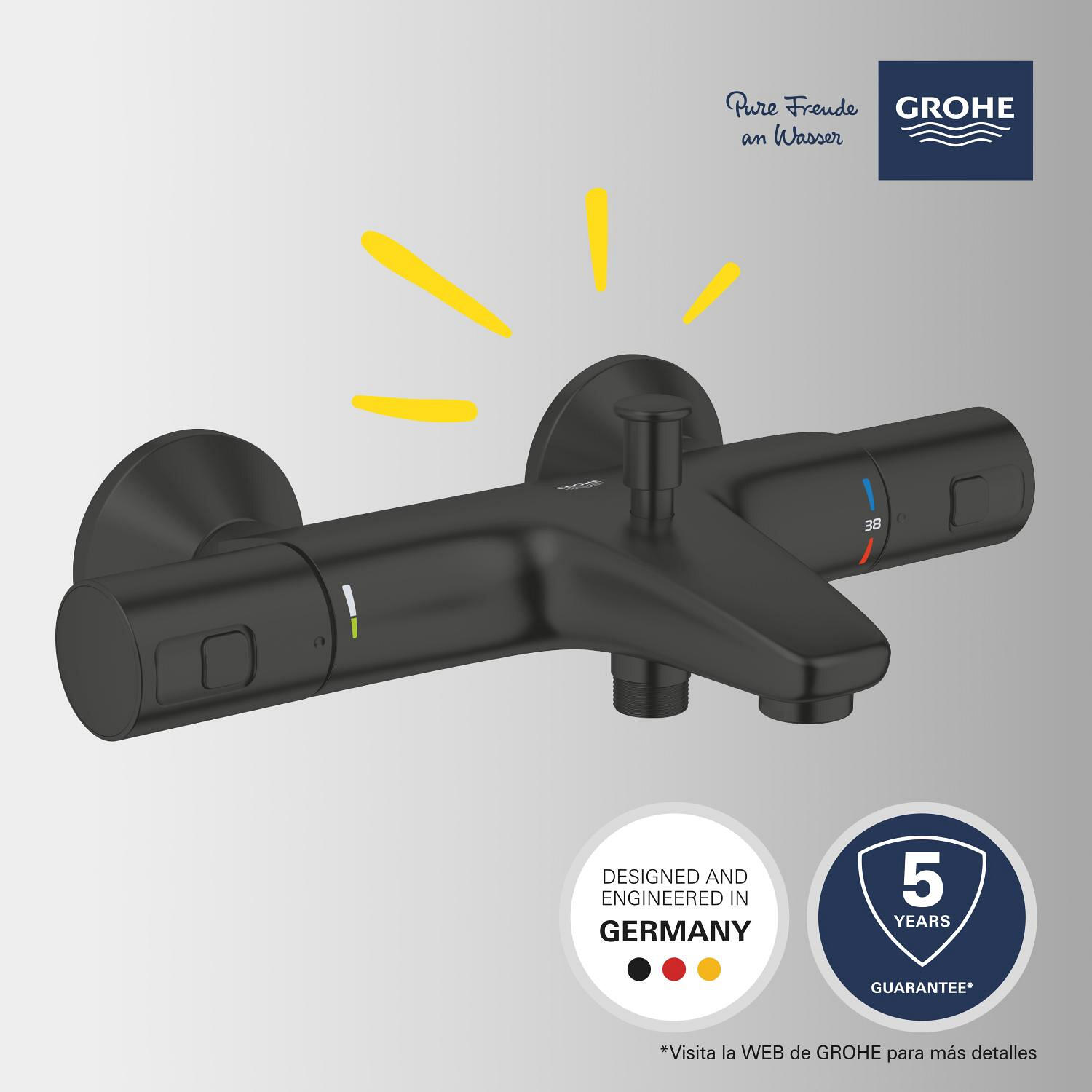 Grifo de bañera termostático GROHE Start Negro Mate negro mate Antical Latón - 9