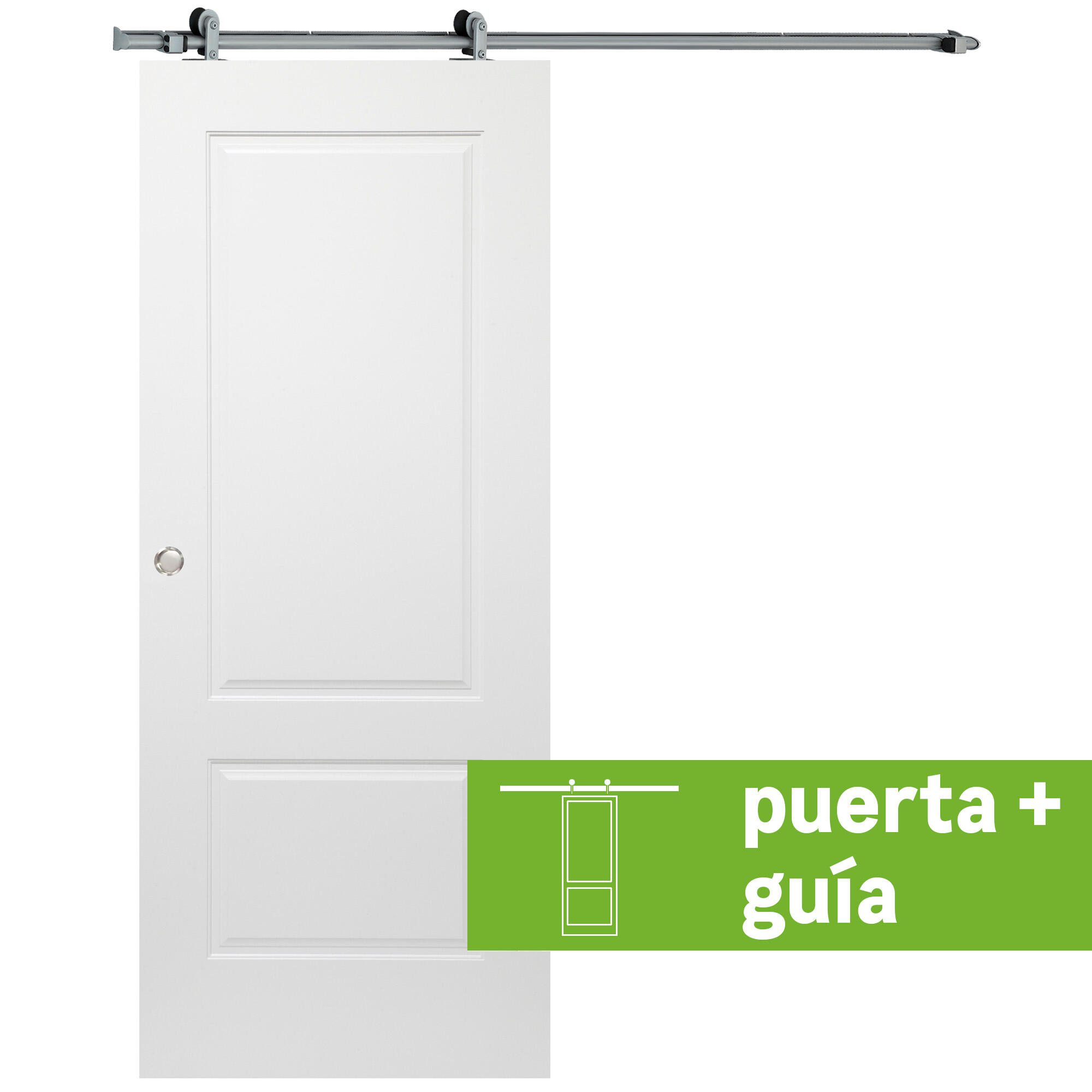 Pack puerta de interior corredera ciega maciza line plus marsella blanca acabado lacado con uñero anchura 62,5cm +guia corredera