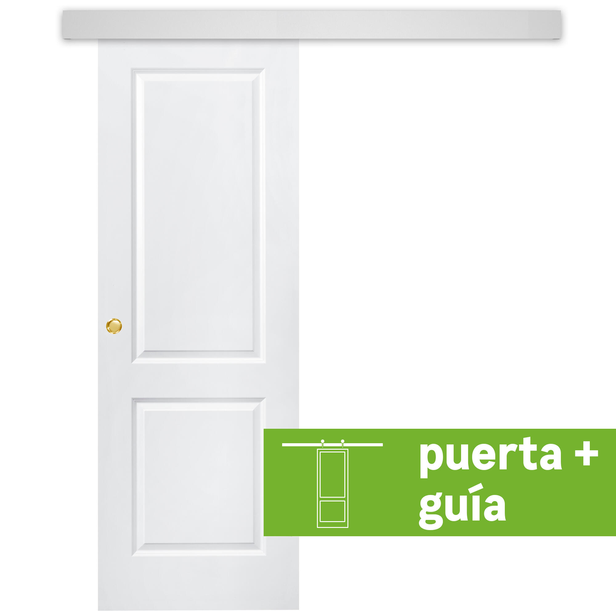 Pack puerta interior corredera bonn blanco 62.5cm + guía