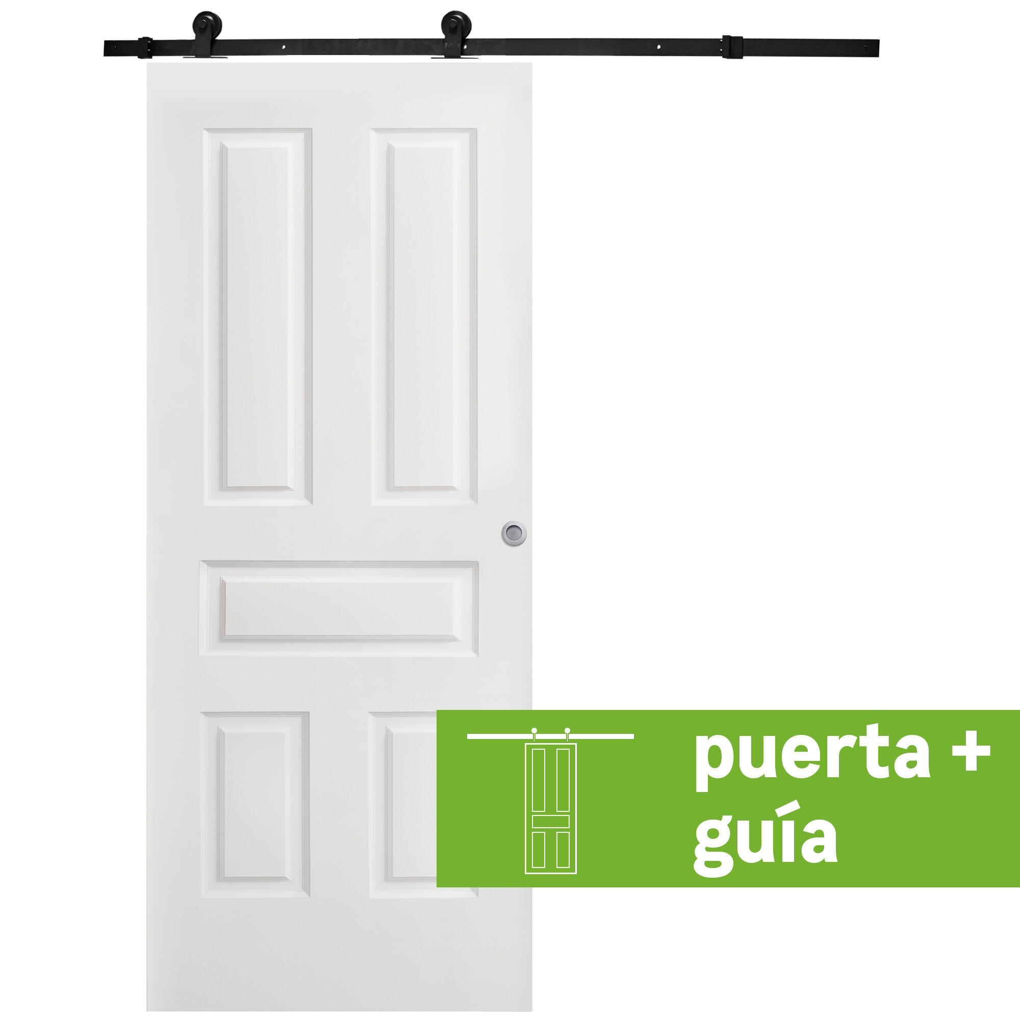 Pack puerta interior corredera indiana blanco line plus uñero 62.5cm + guía