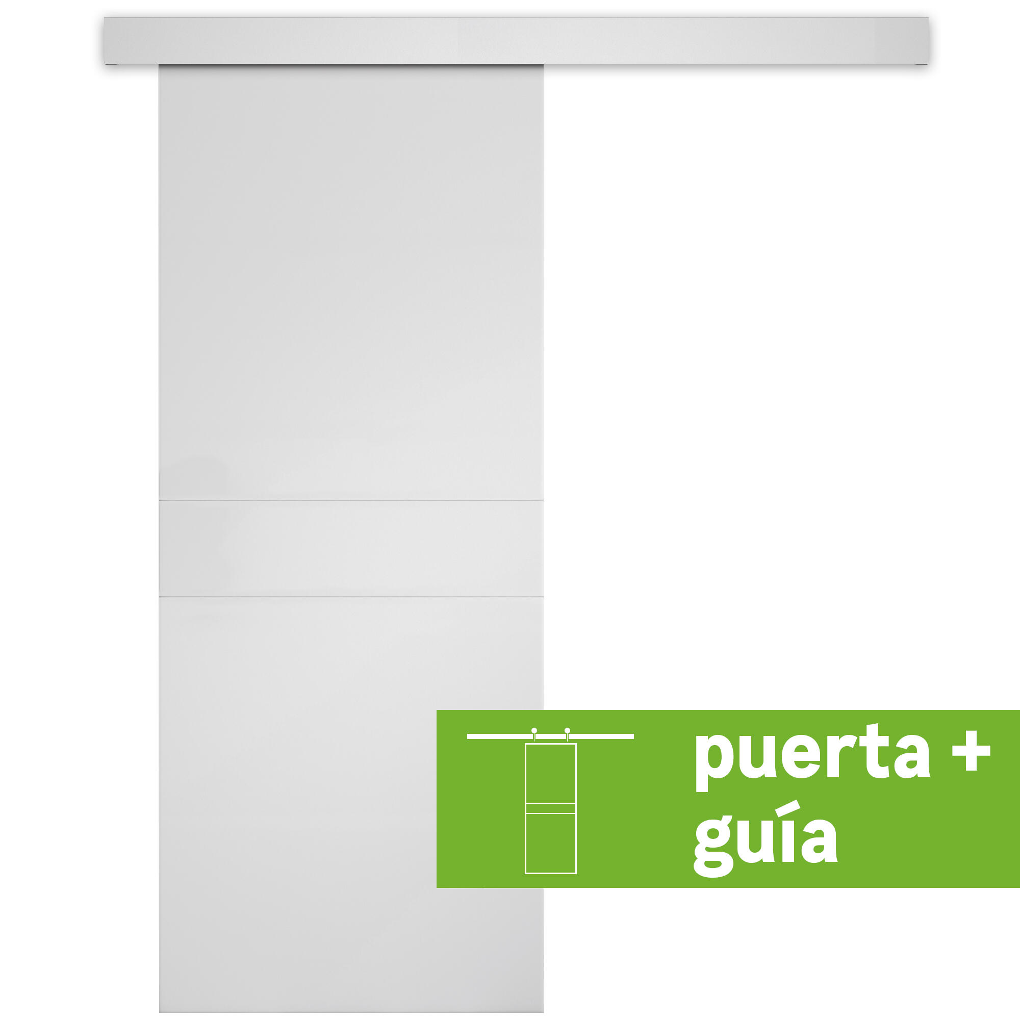 Pack puerta de interior corredera ciega maciza pro vilna blanco acabado lacado anchura 62,5cm +guia corredera