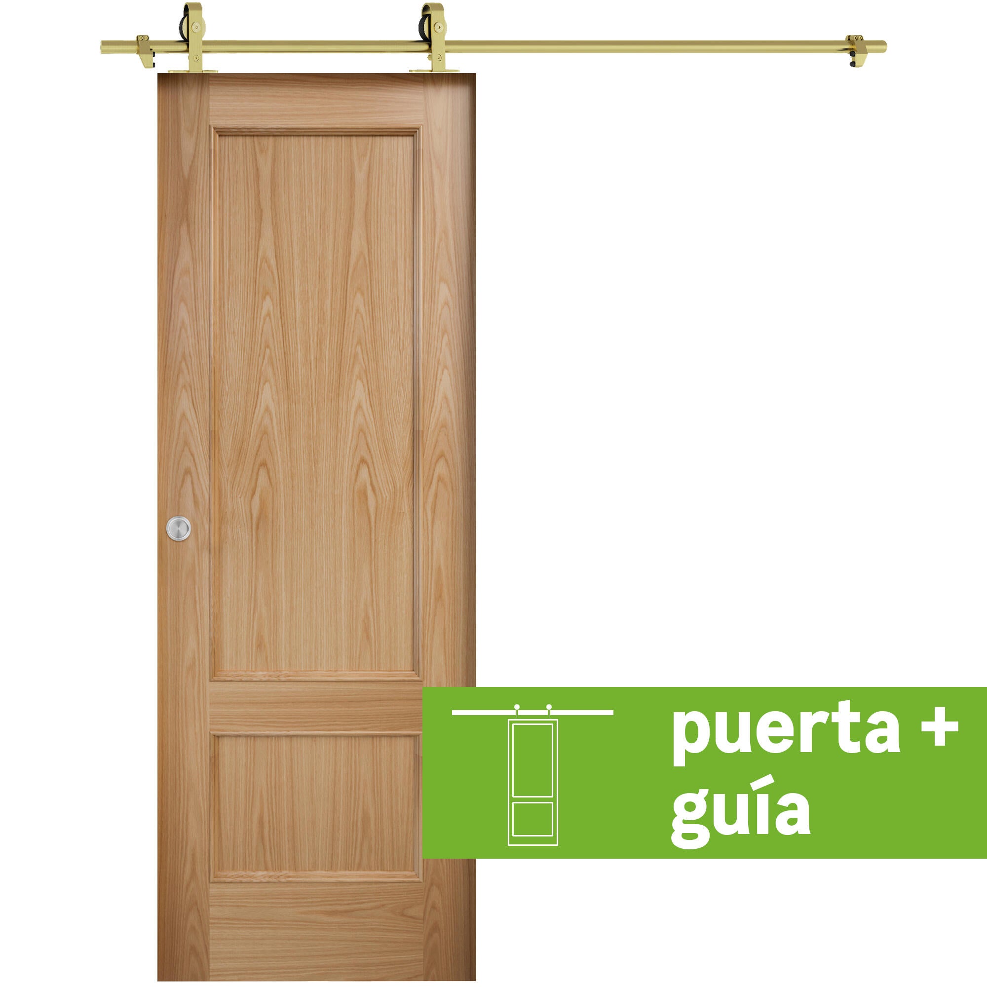 Pack puerta interior corredera atenas roble line plus 82.5cm + guía