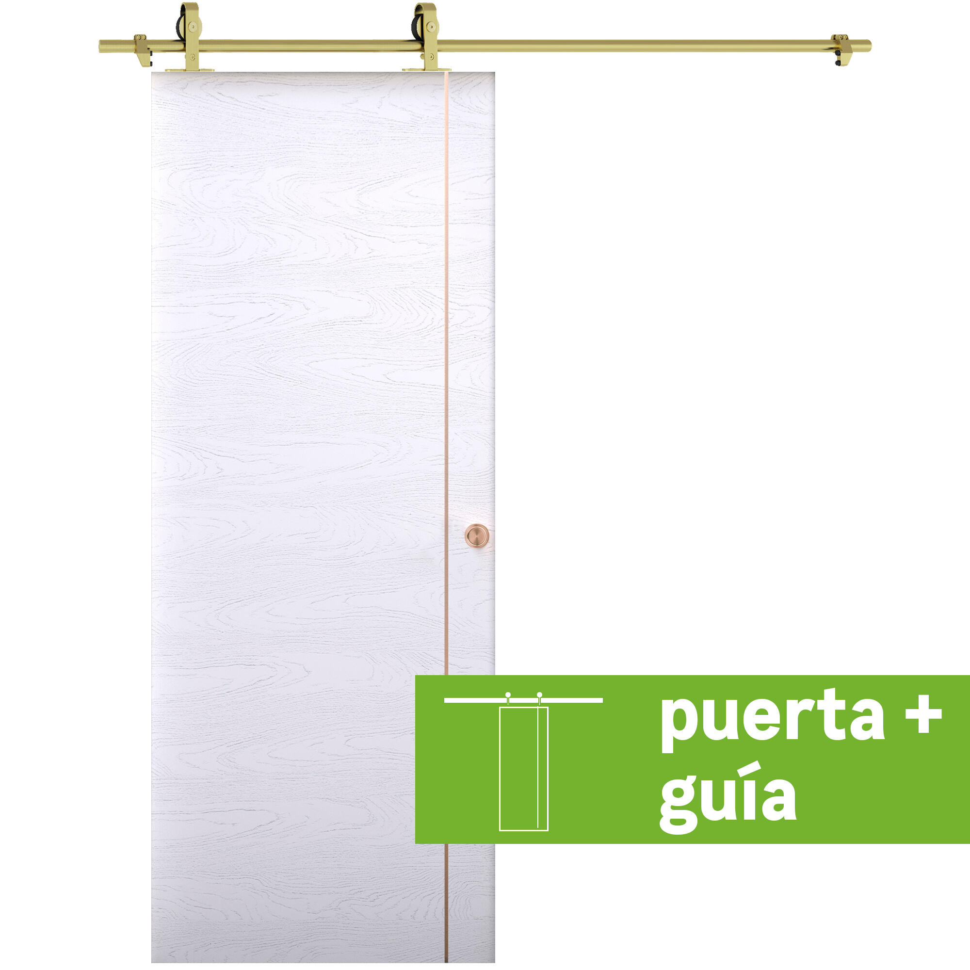 Pack puerta interior corredera mencía blanco premium 62.5cm + guía