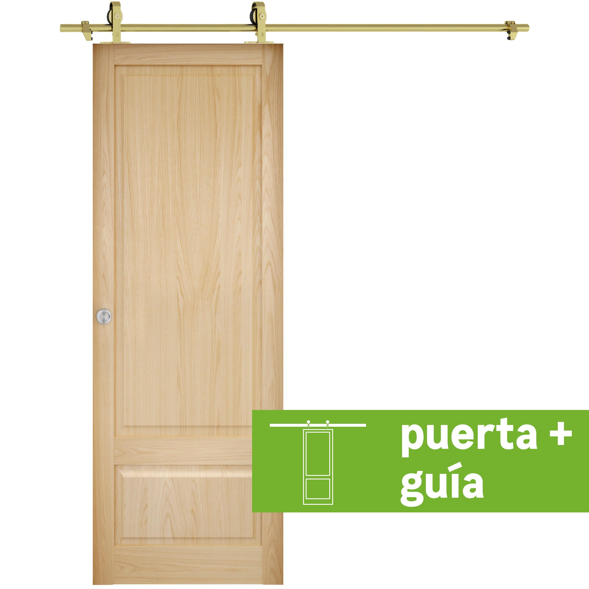 Pack puerta de interior corredera ciega maciza line plus sofia roble acabado laminado anchura 72,5cm +guia corredera