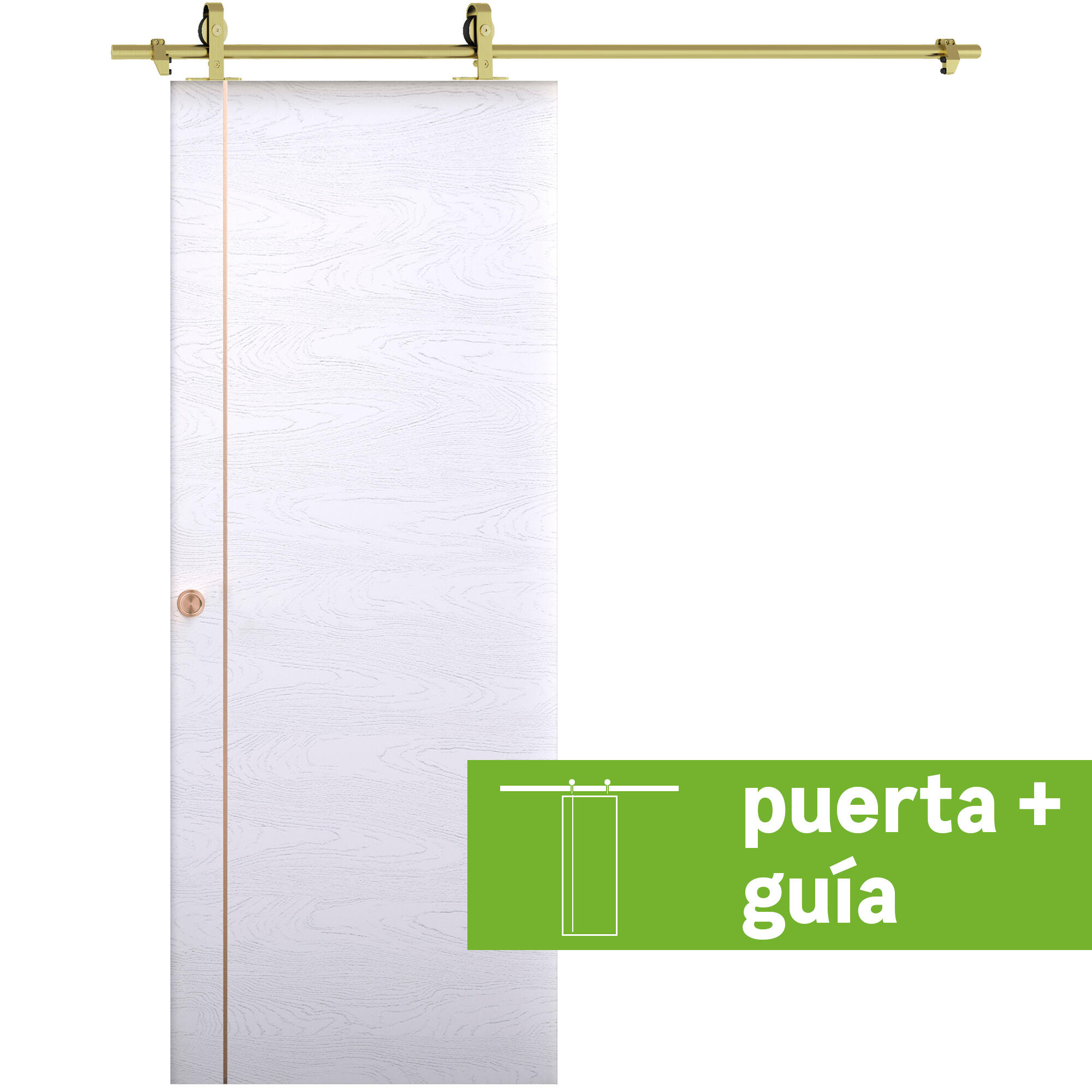 Pack puerta interior corredera mencía blanco premium 72.5cm + guía