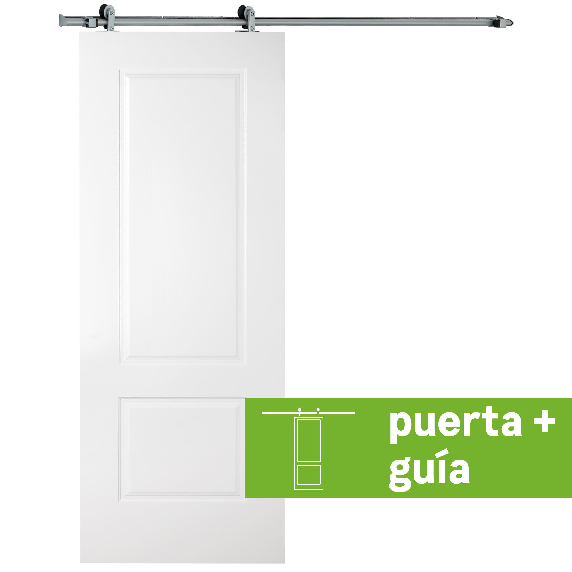 Pack puerta de interior corredera ciega maciza line plus marsella blanca acabado lacado anchura 72,5cm +guia corredera