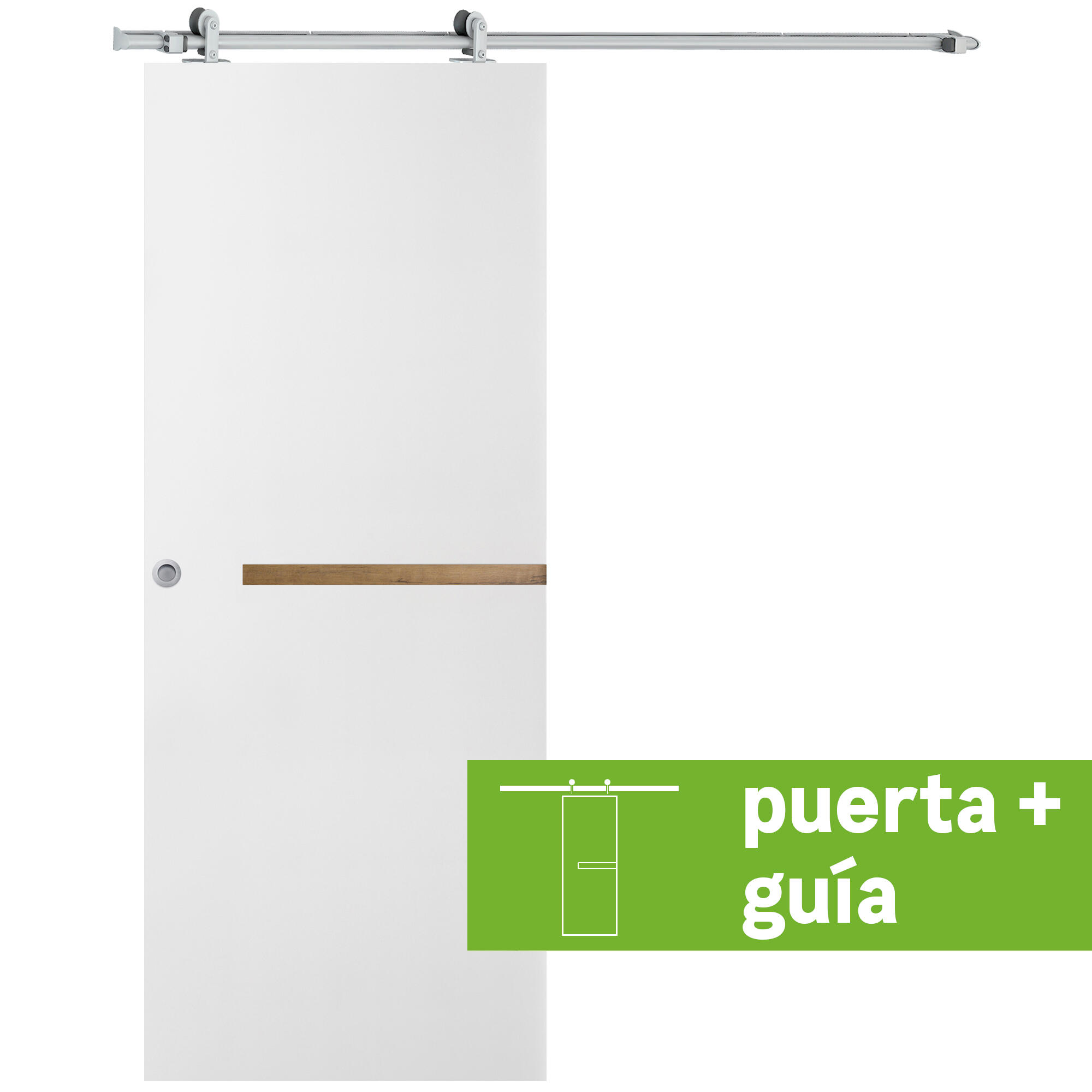 Pack puerta interior corredera denver gold blanco line uñero 72.5cm + guía