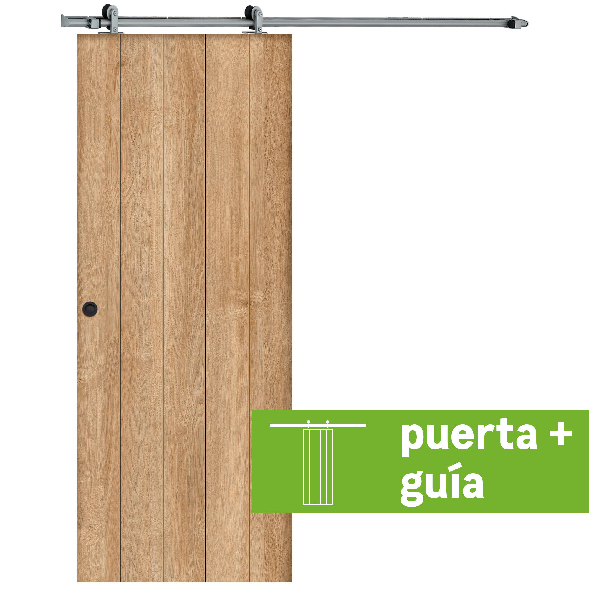 Pack puerta interior corredera chicago roble line plus uñero 62.5cm + guía