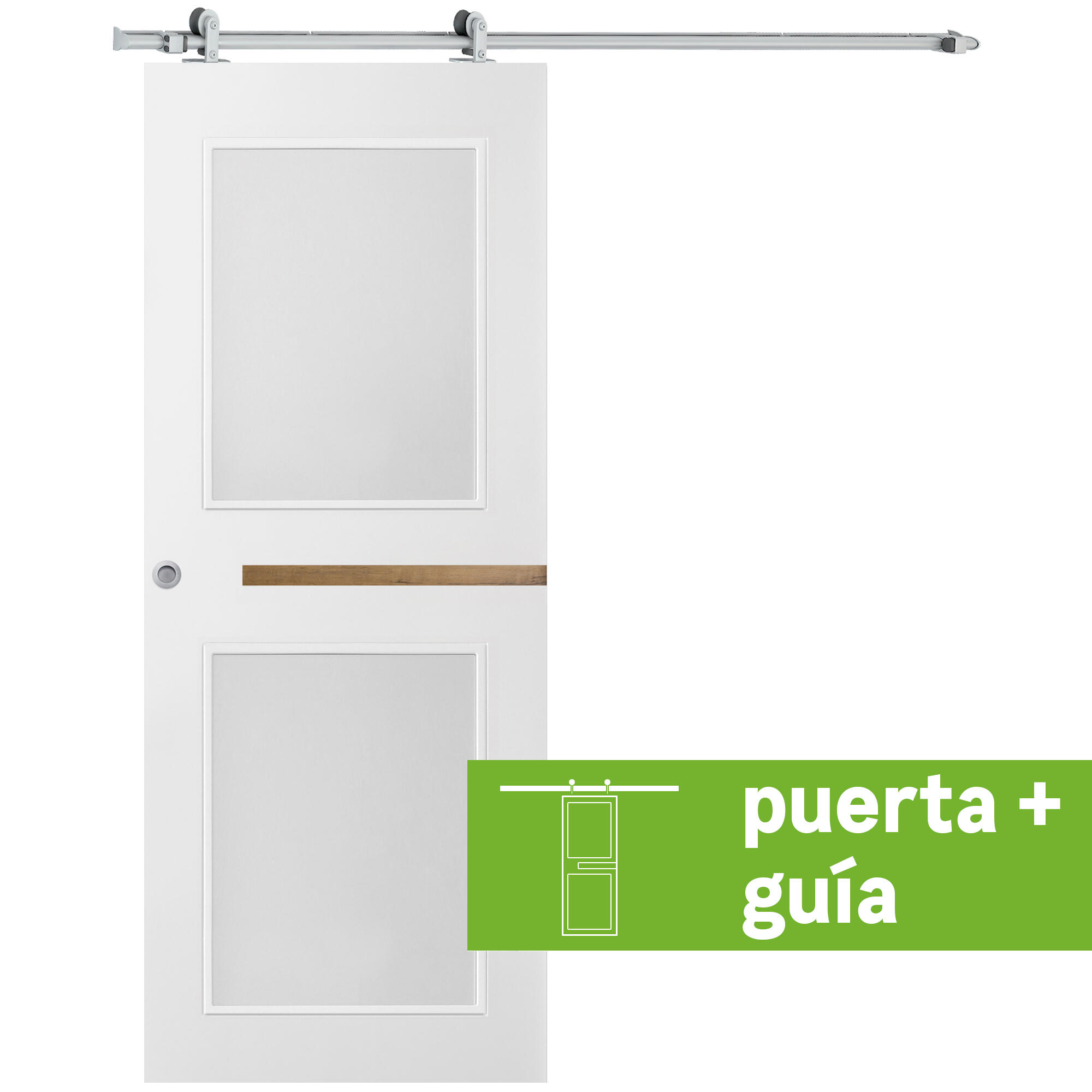 Pack puerta de interior corredera con cristal incluido maciza line denver gold acabado lacado con uñero y condena anchura 82,5cm +guia corredera