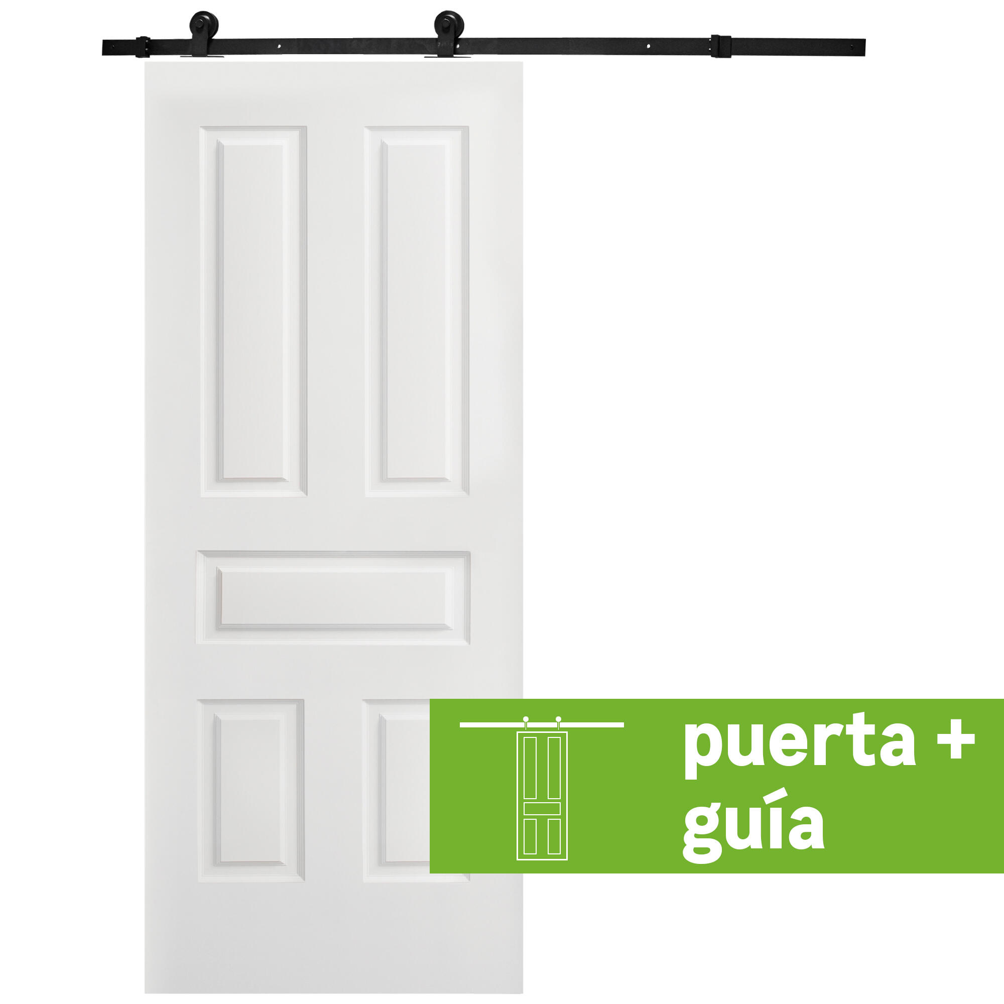 Pack puerta interior corredera indiana blanco line plus 62.5cm + guía