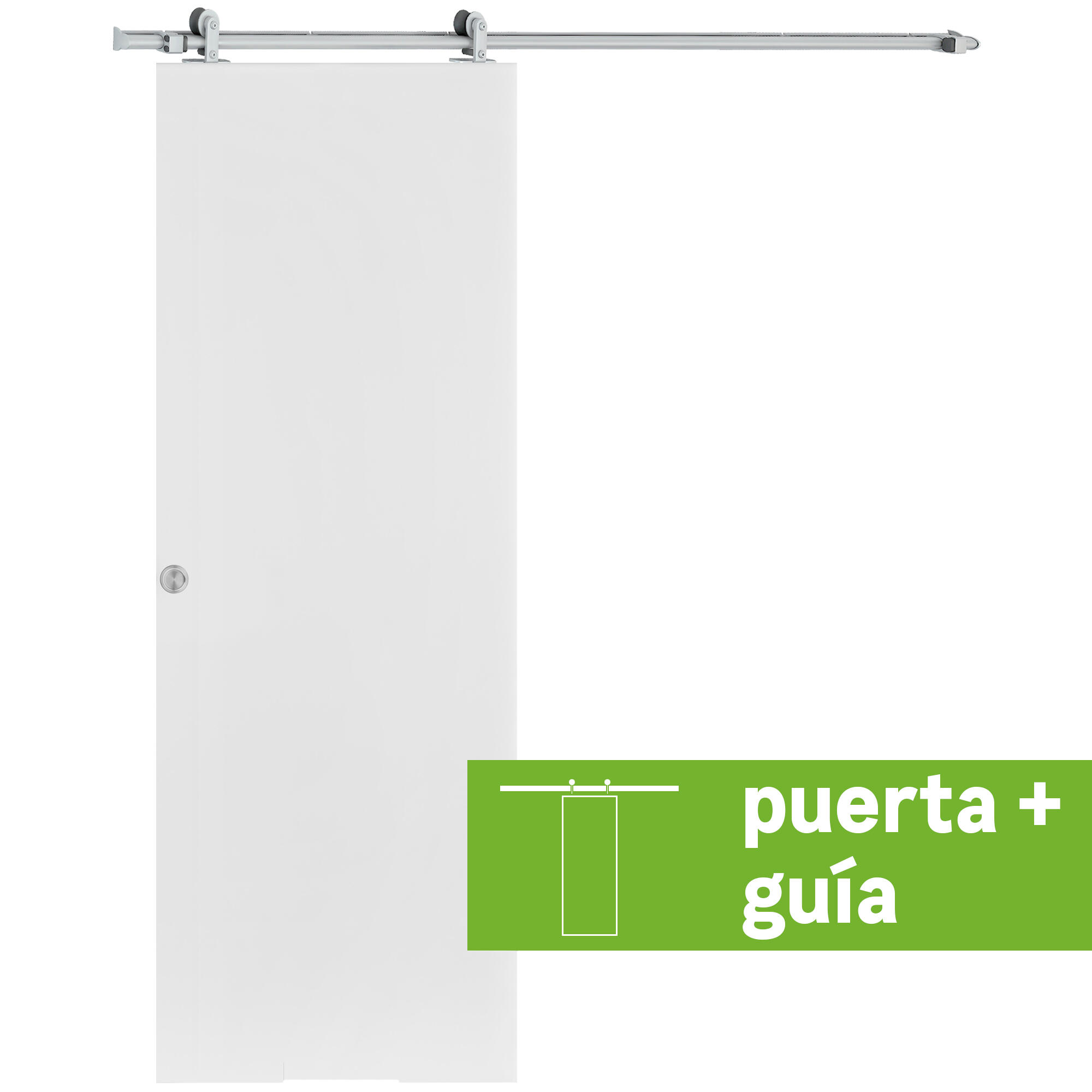 Pack puerta de interior corredera ciega maciza premium bari blanco acabado lacado anchura 82,5cm +guia corredera