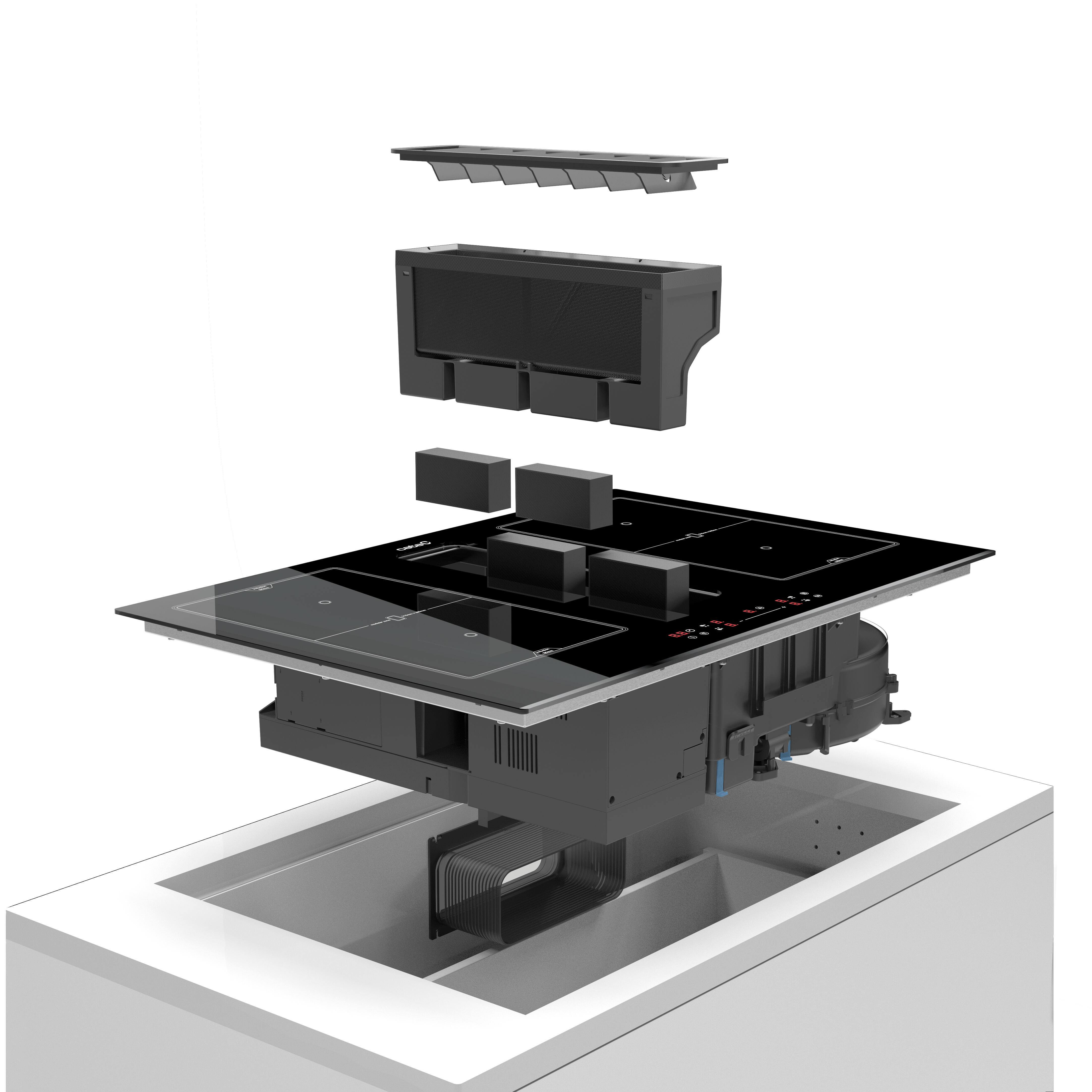 Placa de indução com exaustor 691,5 m3/h 4 zonas de cozedura 77x52x17 cm preto - 6