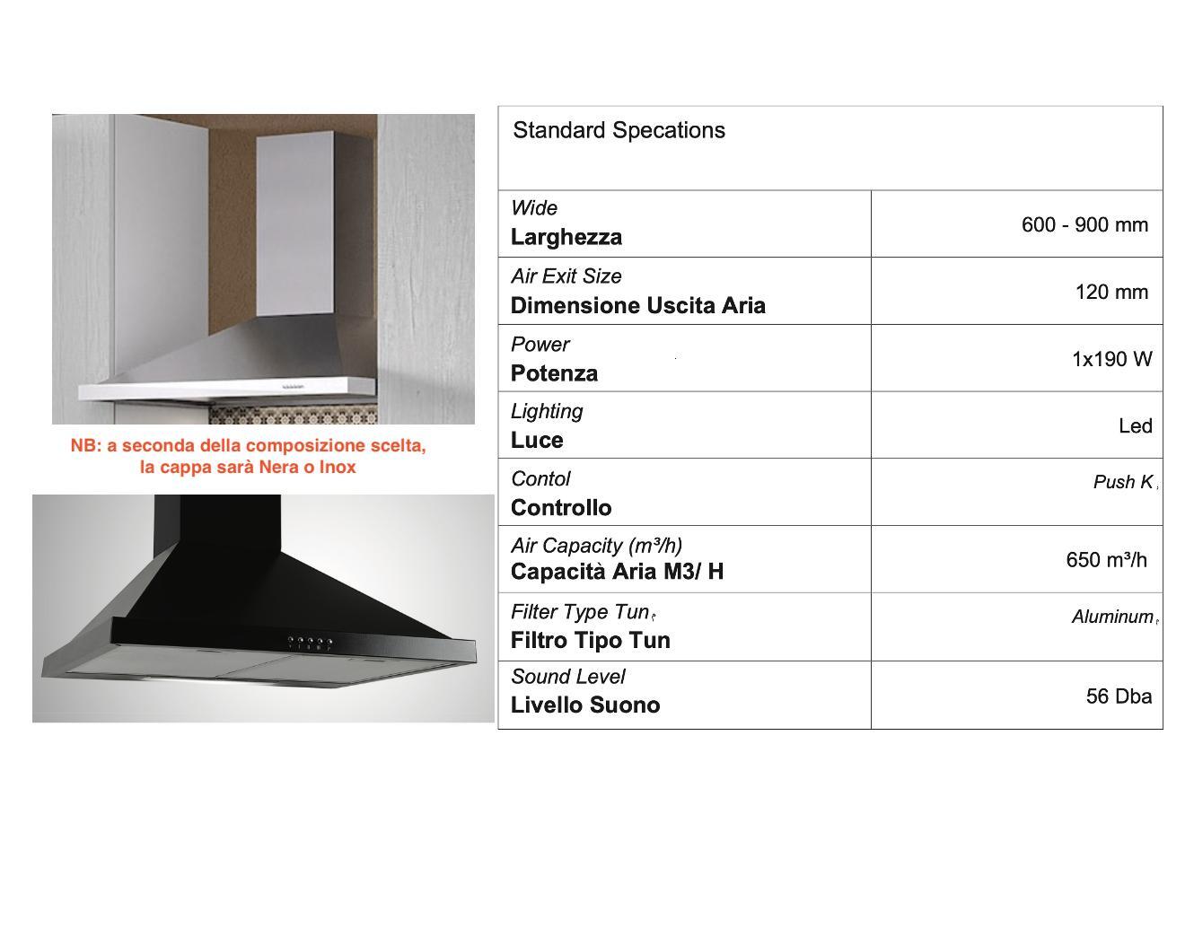Cucina montata Dora rovere chiaro, lavello a destra, L 195 cm, completa di: cappa a camino, piano cottura a gas, forno - 5