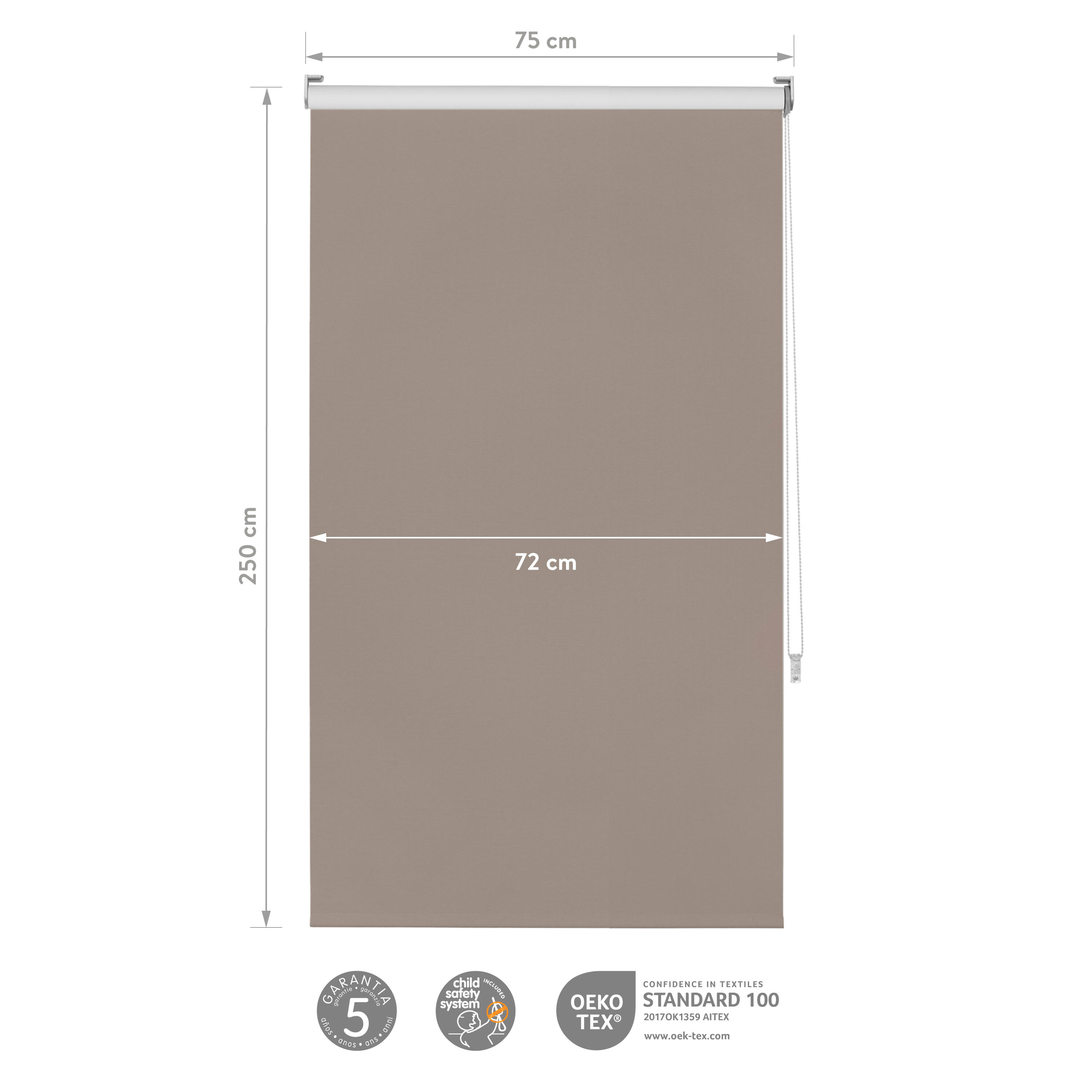 Estore de rolo blackout 75 x 250 cm solpor castanho Inspire - 7