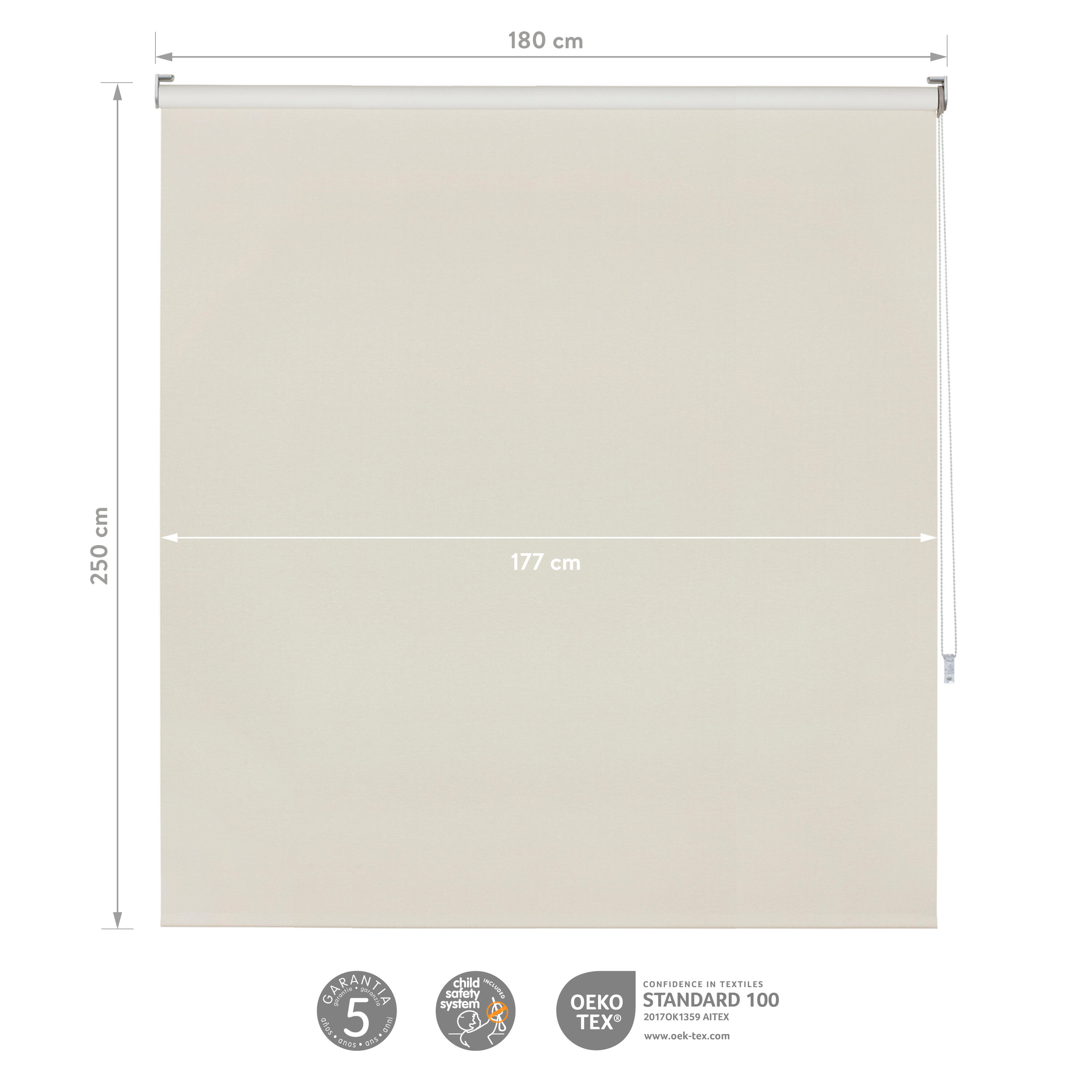 Estore de rolo blackout 180 x 250 cm solpor marfim Inspire - 7