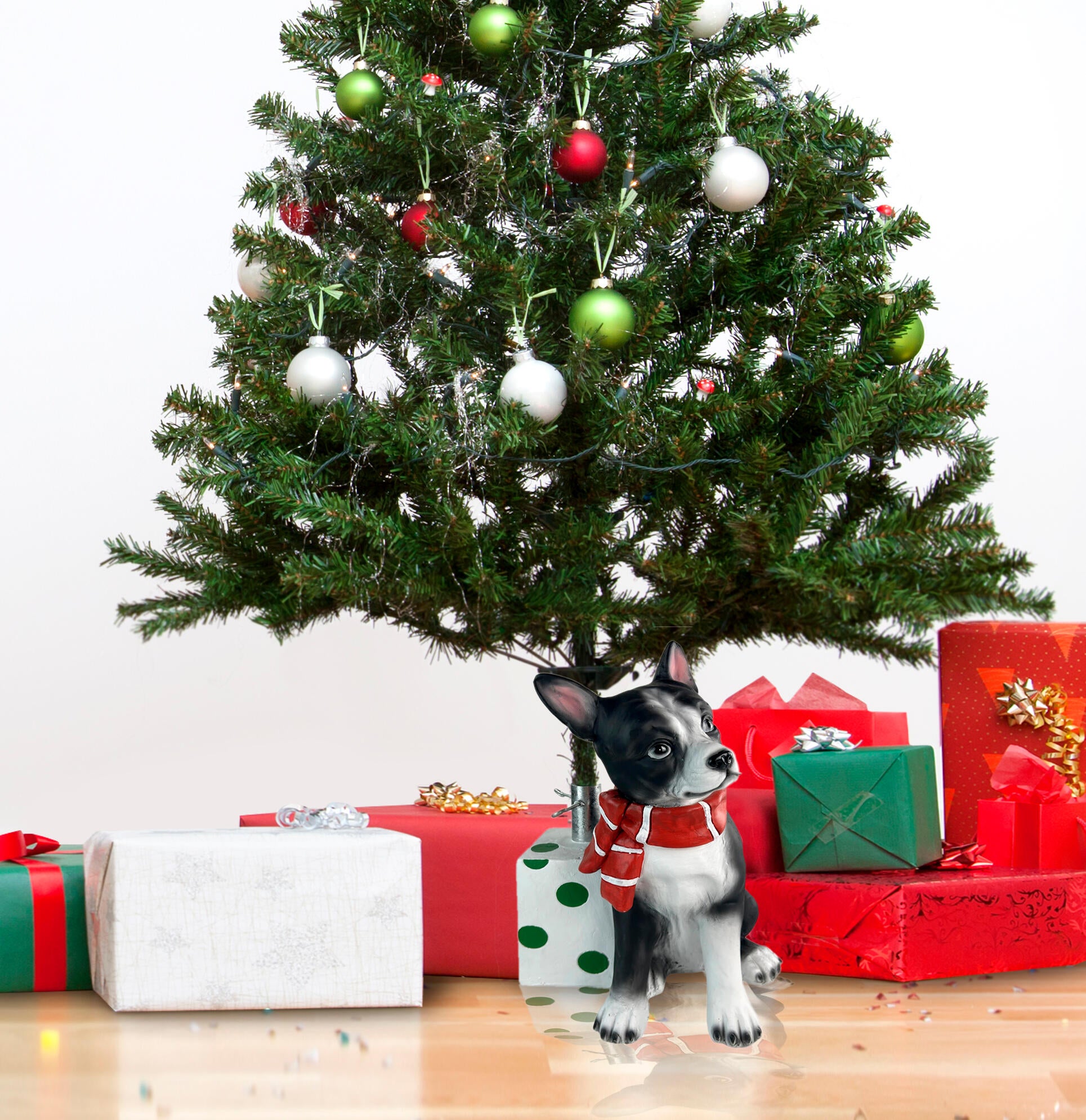 Base Per Albero Di Natale Decorativa A Forma Di Cane Con Pacco Regalo - Supporto Per Alberi Da 120 A 200 Cm, Fino A 4.5 Kg