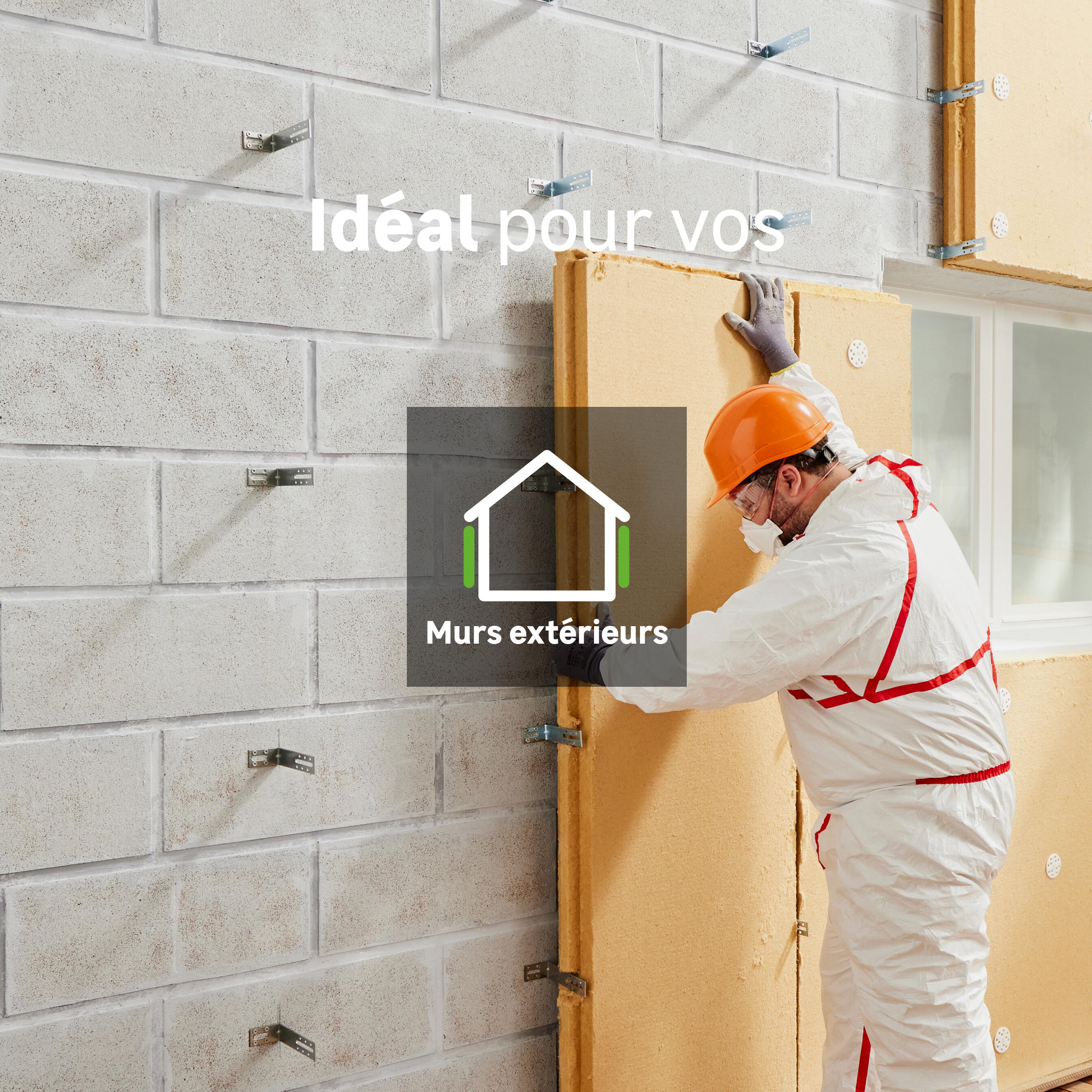 Lot de 10 panneaux laine de roche ROCKWOOL Rockfaçade, Ep.60mm, 1.35x0.6m, R1.8 - 3