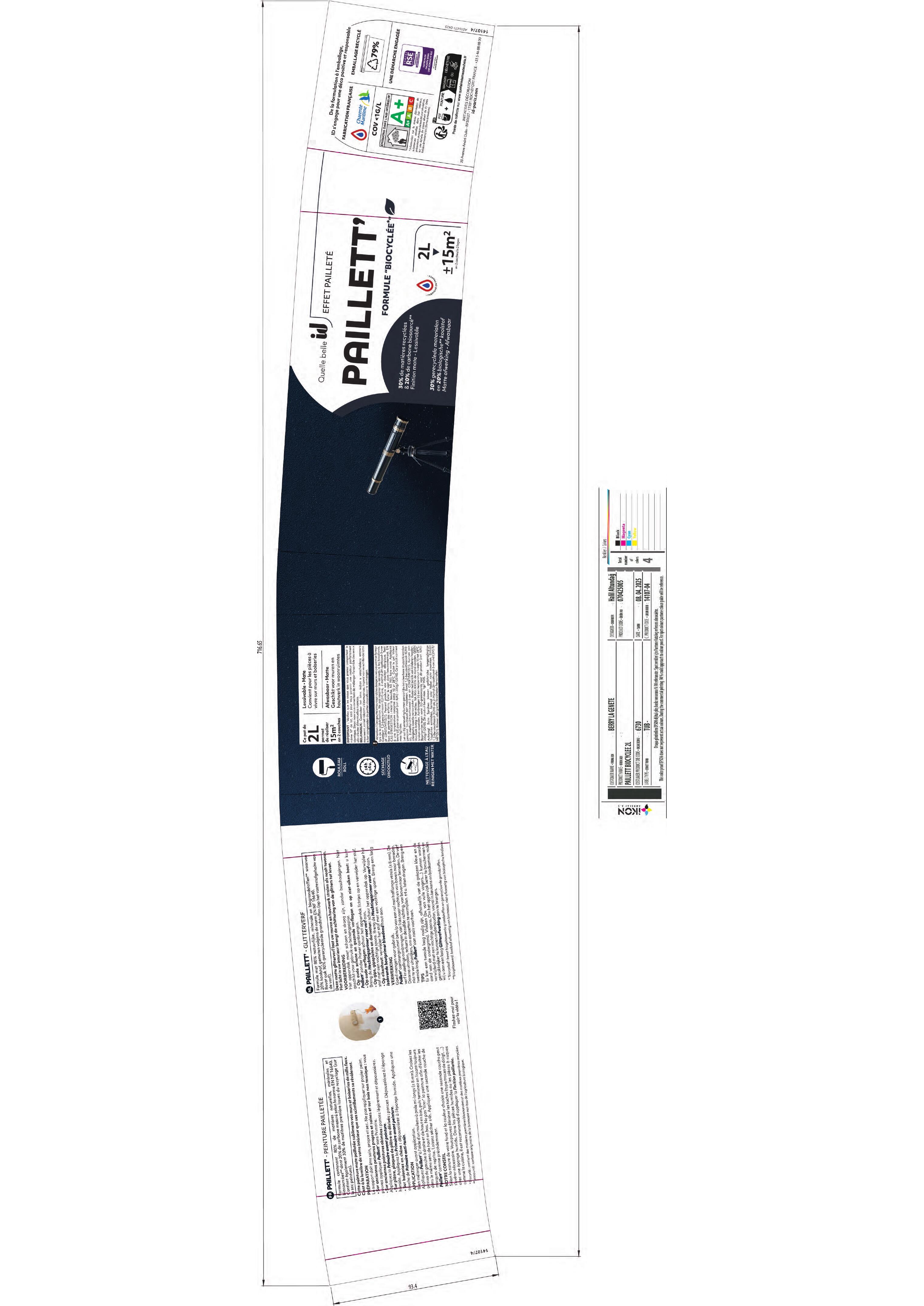 Peinture à effet, Paillett' ID, flash, mat, 2 l - 9