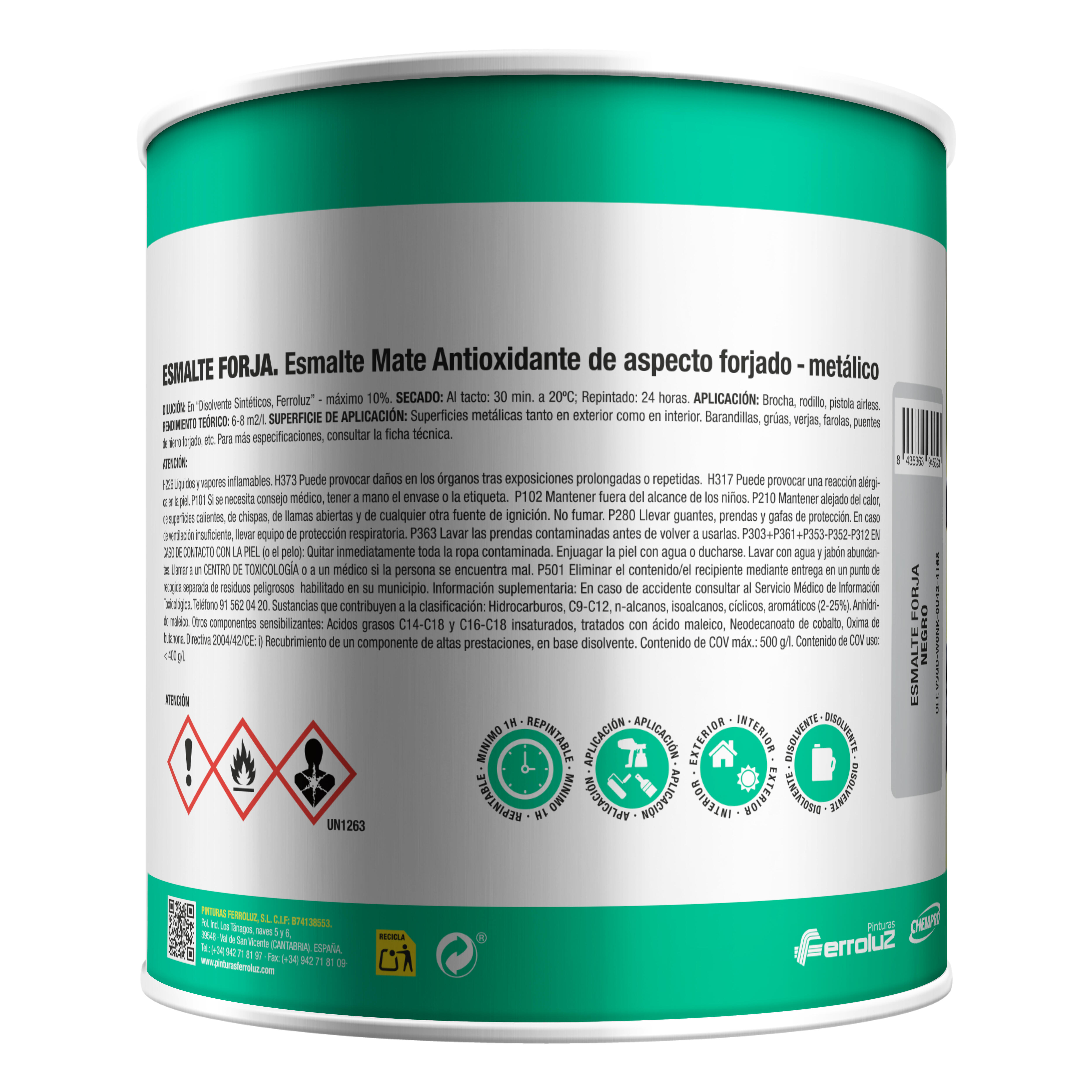 ESMALTE ANTIOXIDANTE FORJA FERROLUZ 4L GRIS - 3