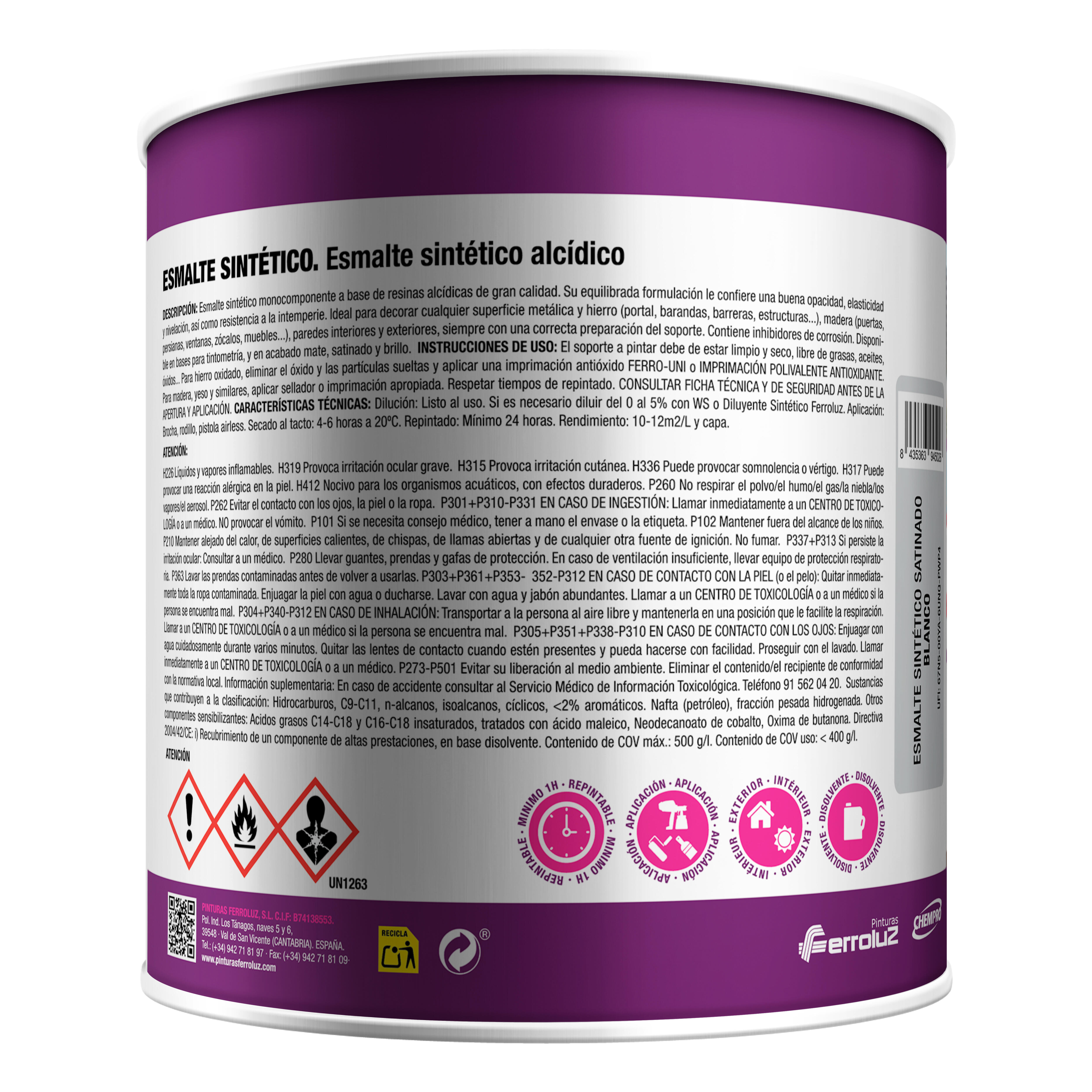 ESMALTE SINTETICO MATE FERROLUZ 4L BLANCO - 3