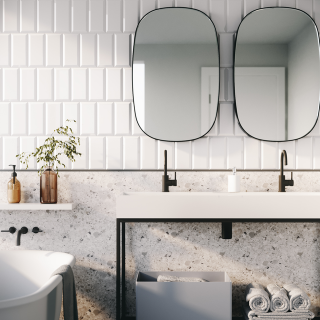Revestimiento de pared decorativo efecto terrazo de PVC Artens Renowterrazo gris de 70x40cm