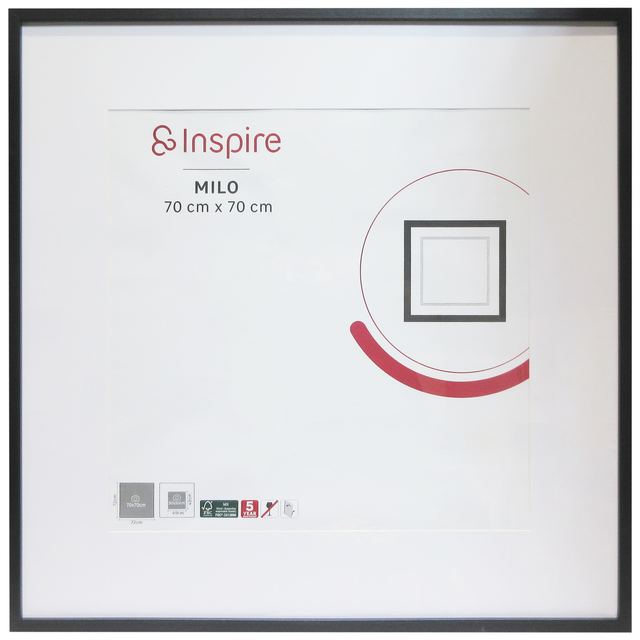Cadre Milo, 70 x 70 cm noir, INSPIRE