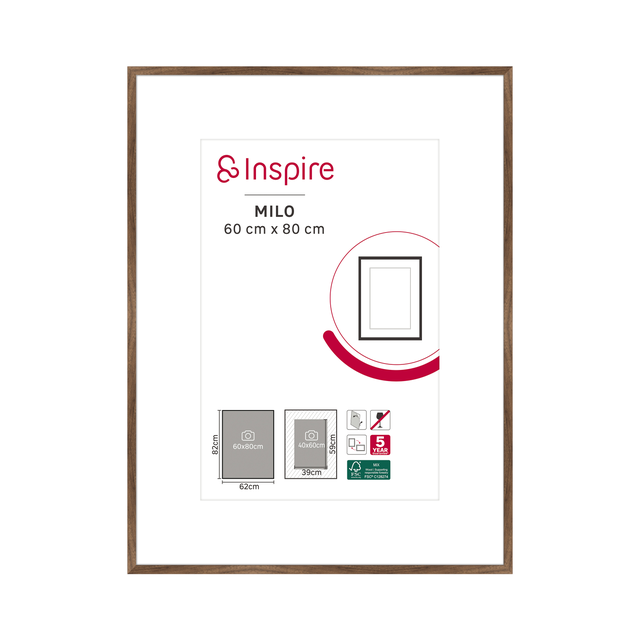 Cadre Milo, 60 x 80 cm noyer, INSPIRE