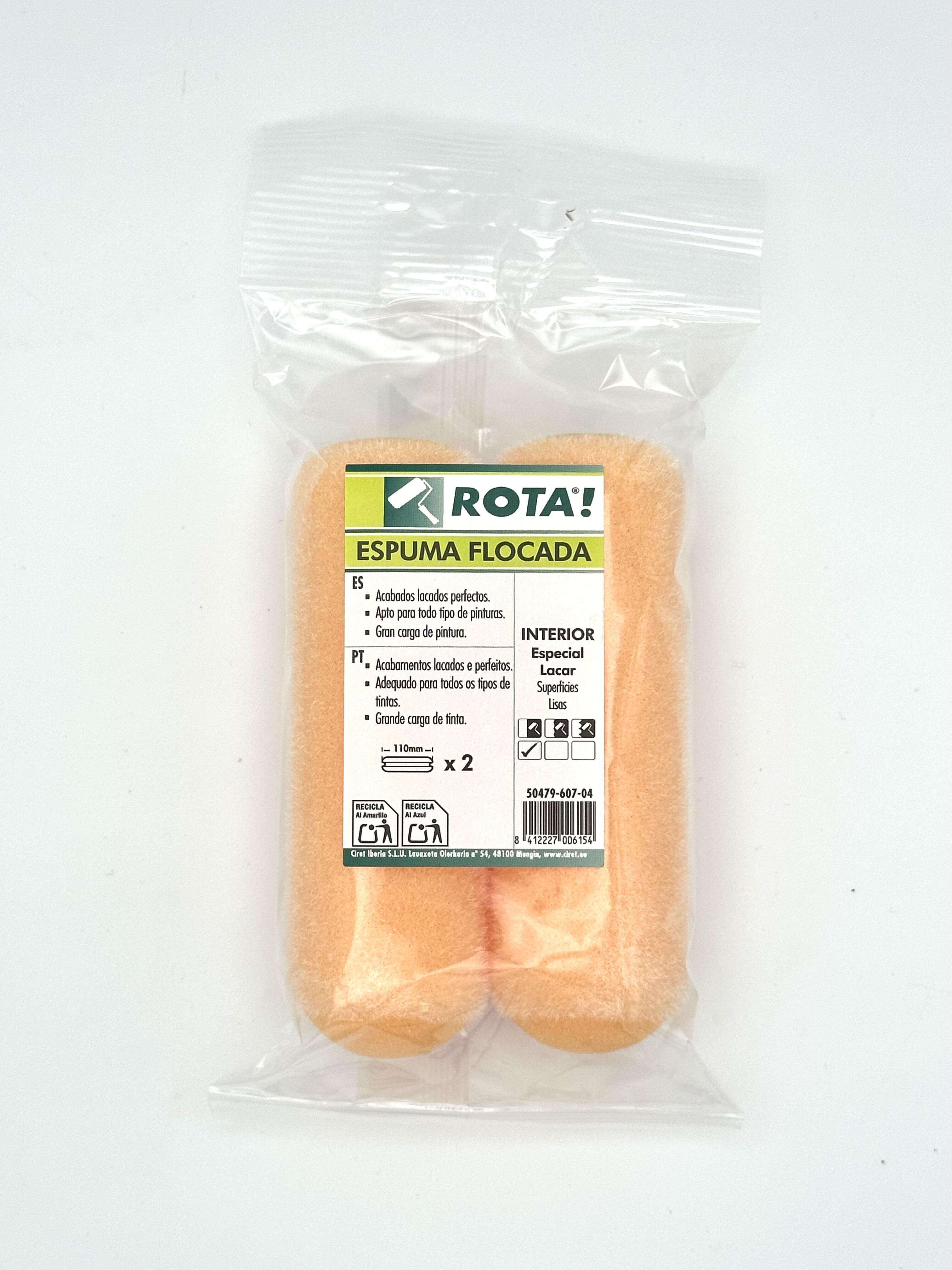 Recambio de mini rodillo para barnizar, lacar CIRET de 110 mm de anchura, 15 mm de diámetro, pelo corto (menos de 5 mm). Fibra de poliéster. 2 unidades. - 10