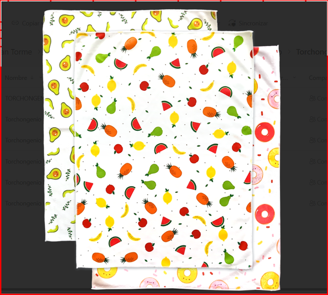 Pack de 3 paños super absorbentes 60x45 cm frutas