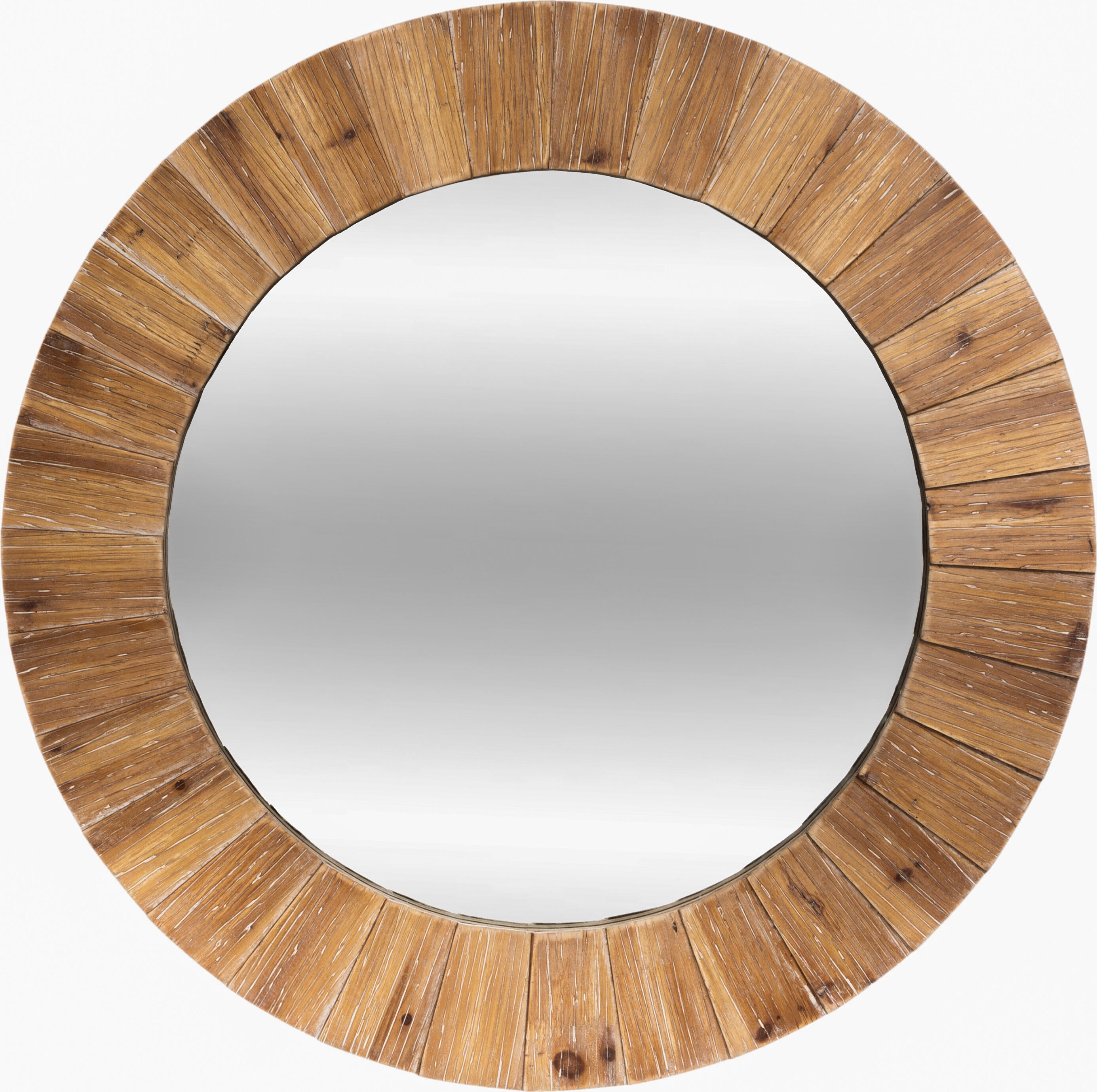 Espejo enmarcado de pared redondo Madera natural mate  de 83 cm de diámetro - 5