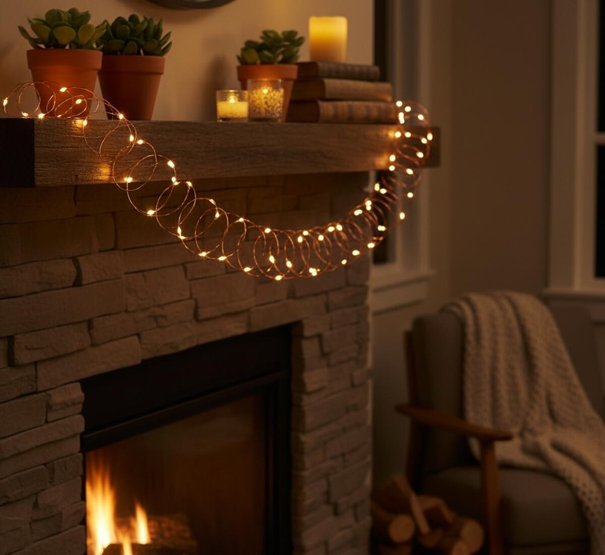 Catena luminosa per albero di Natale 100 luci LED bianche calde 10 m programmabile - 3
