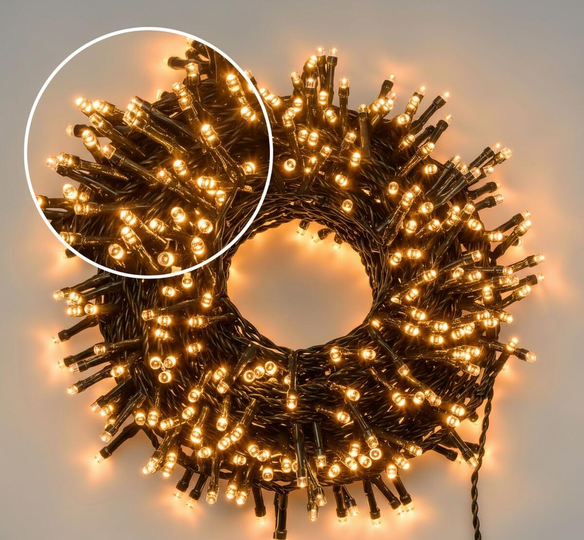 Catena luminosa per albero di Natale 180 luci LED bianche calde tradizionale 7.5 m programmabile - 2