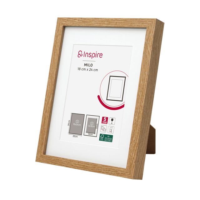 Cadre Milo, 18 x 24 cm chêne clair, INSPIRE