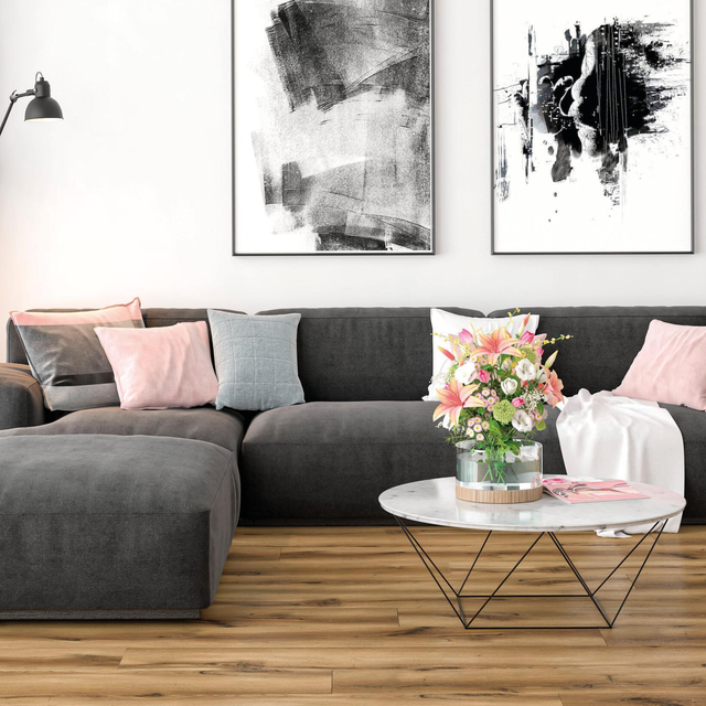 Pavimento SPC effetto legno rovere scuro Sp 5.5 mm passaggio intenso con sottopavimento integrato, Cambridge, 2.514 m²