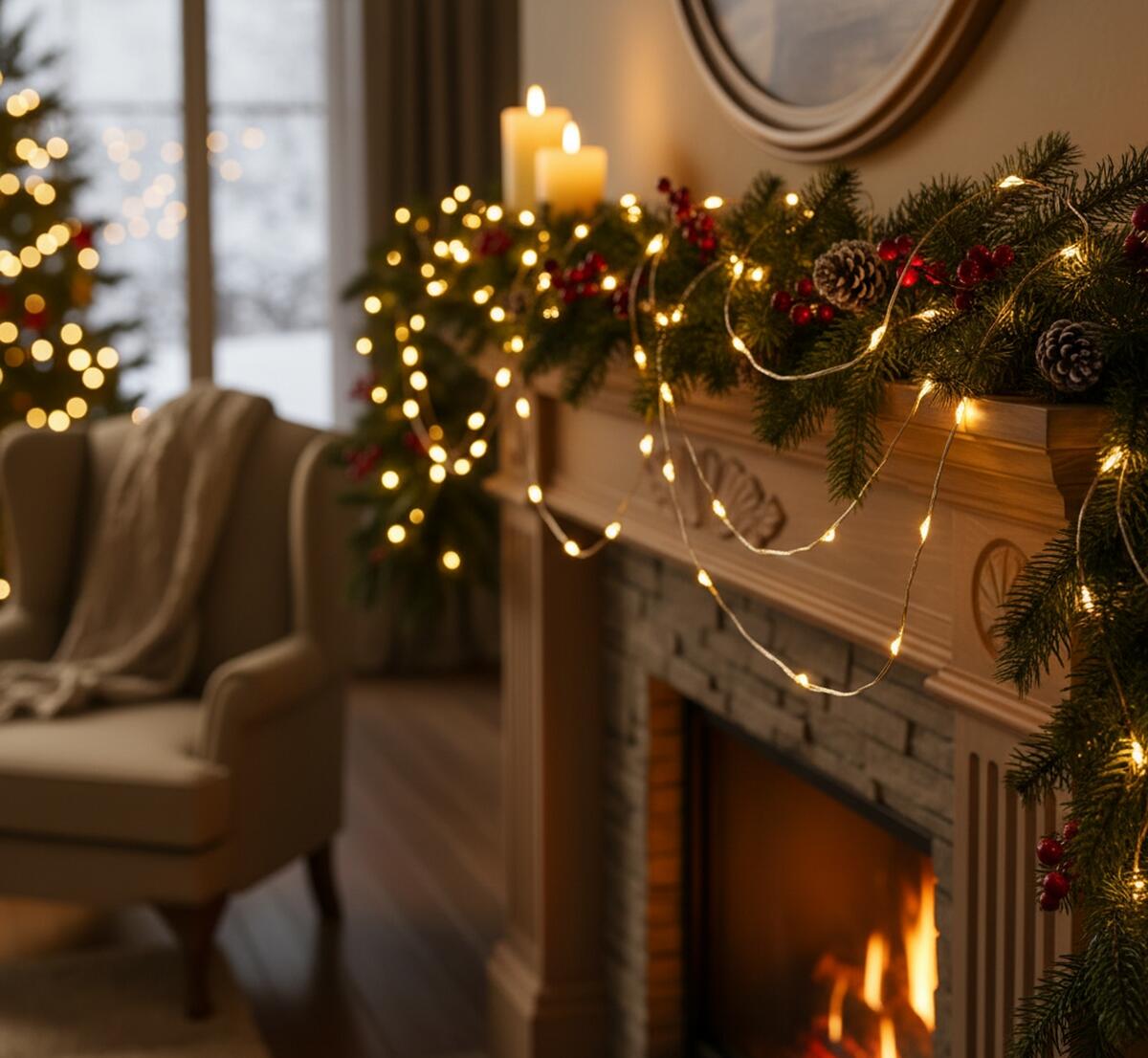 Filo di luci di natale 20 lampadine LED bianco caldo 2 m - 2