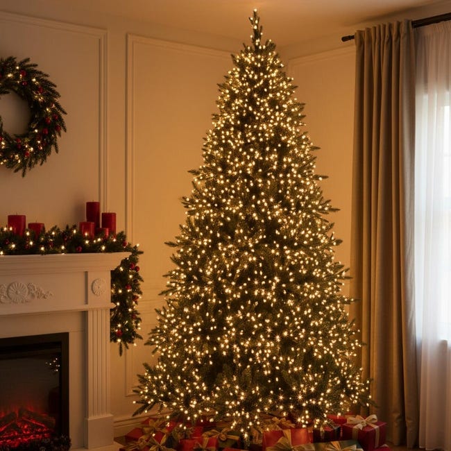 Catena Luminosa LED Bianco Caldo 2700K Per Albero Di Natale, IP44, 8 Funzioni, Espandibile Fino A 1000 Metri