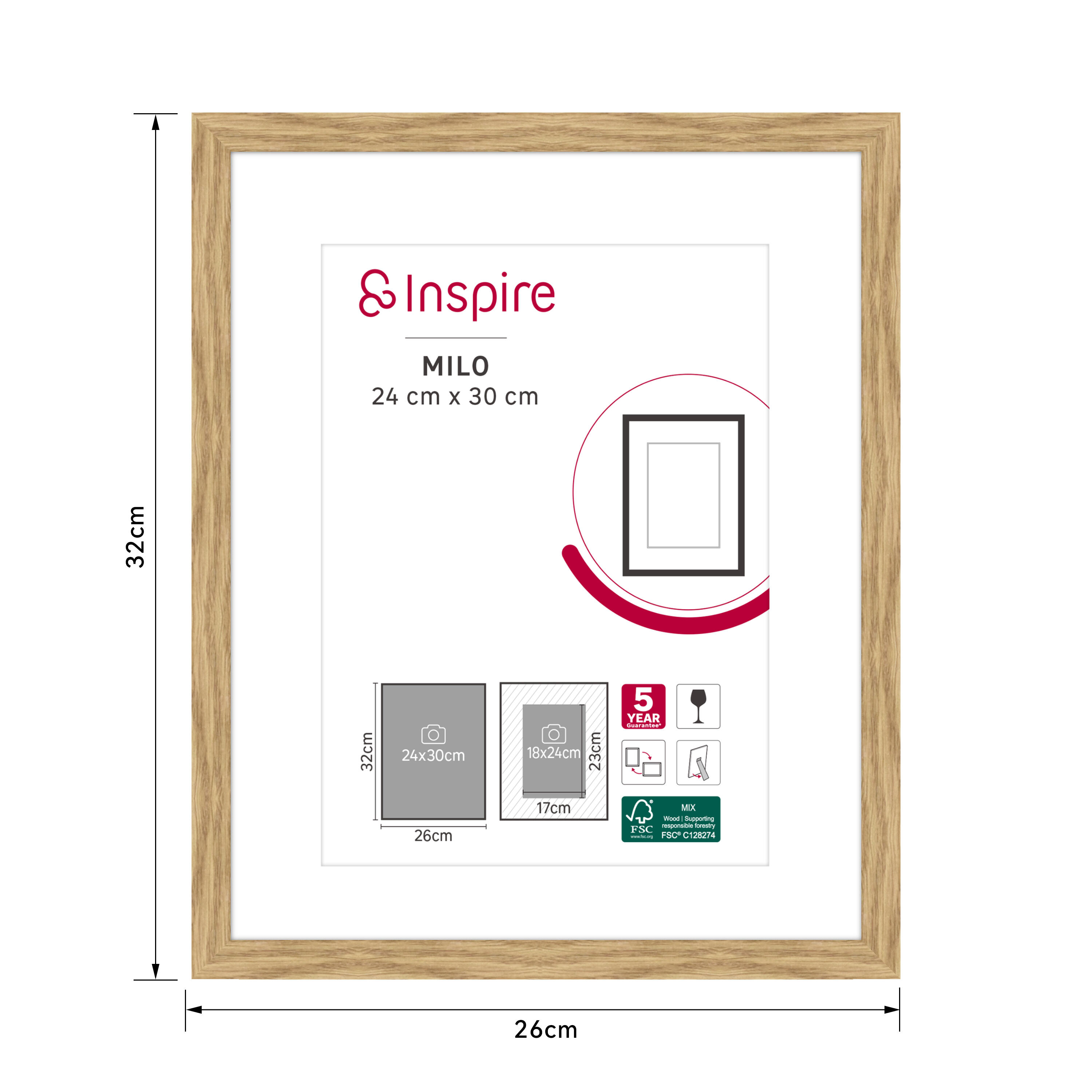 Marco con Passepartout Milo  roble INSPIRE 24x30cm - 3
