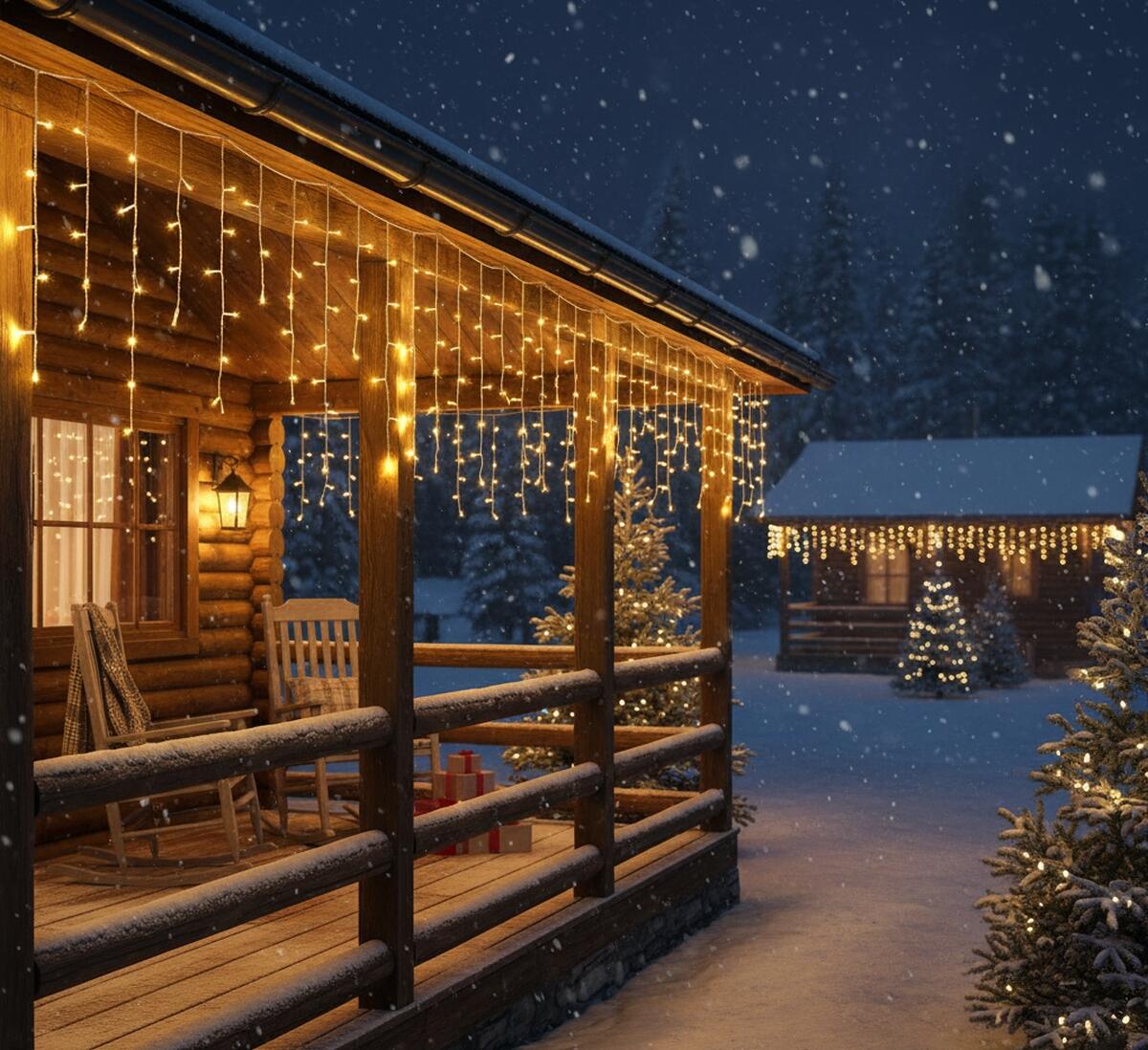 Tenda luminosa natalizia 480 luci led bianche calde H 60 x L 2000 cm - 2