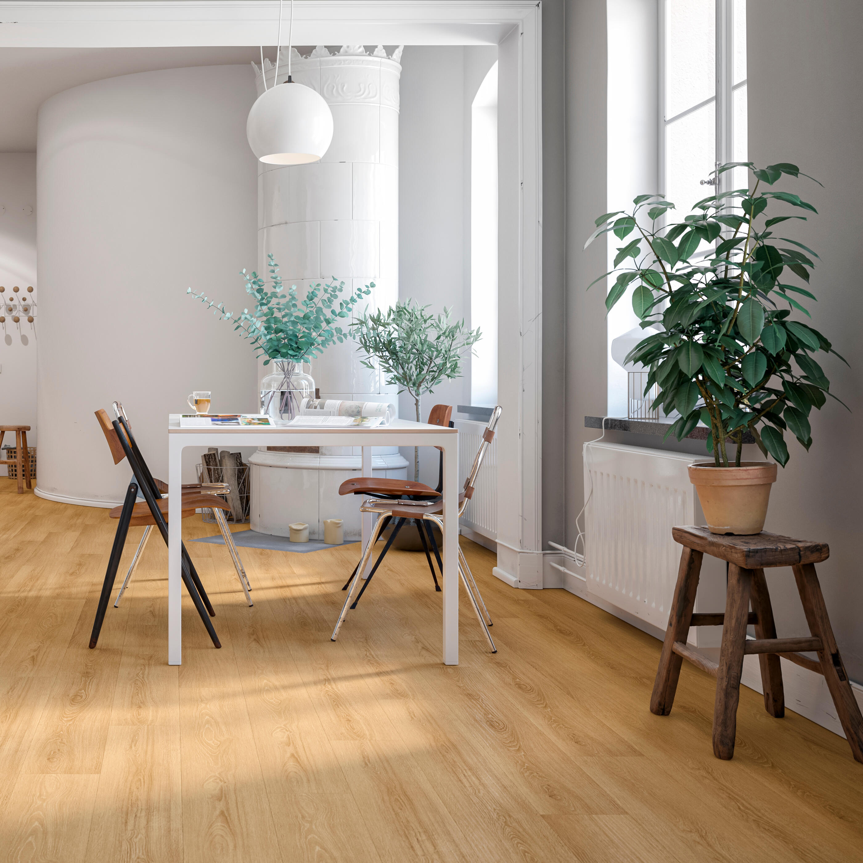 Pavimento SPC effetto legno rovere decapato Sp 5 mm passaggio intenso con sottopavimento integrato Emilia 1.767 m² - 2